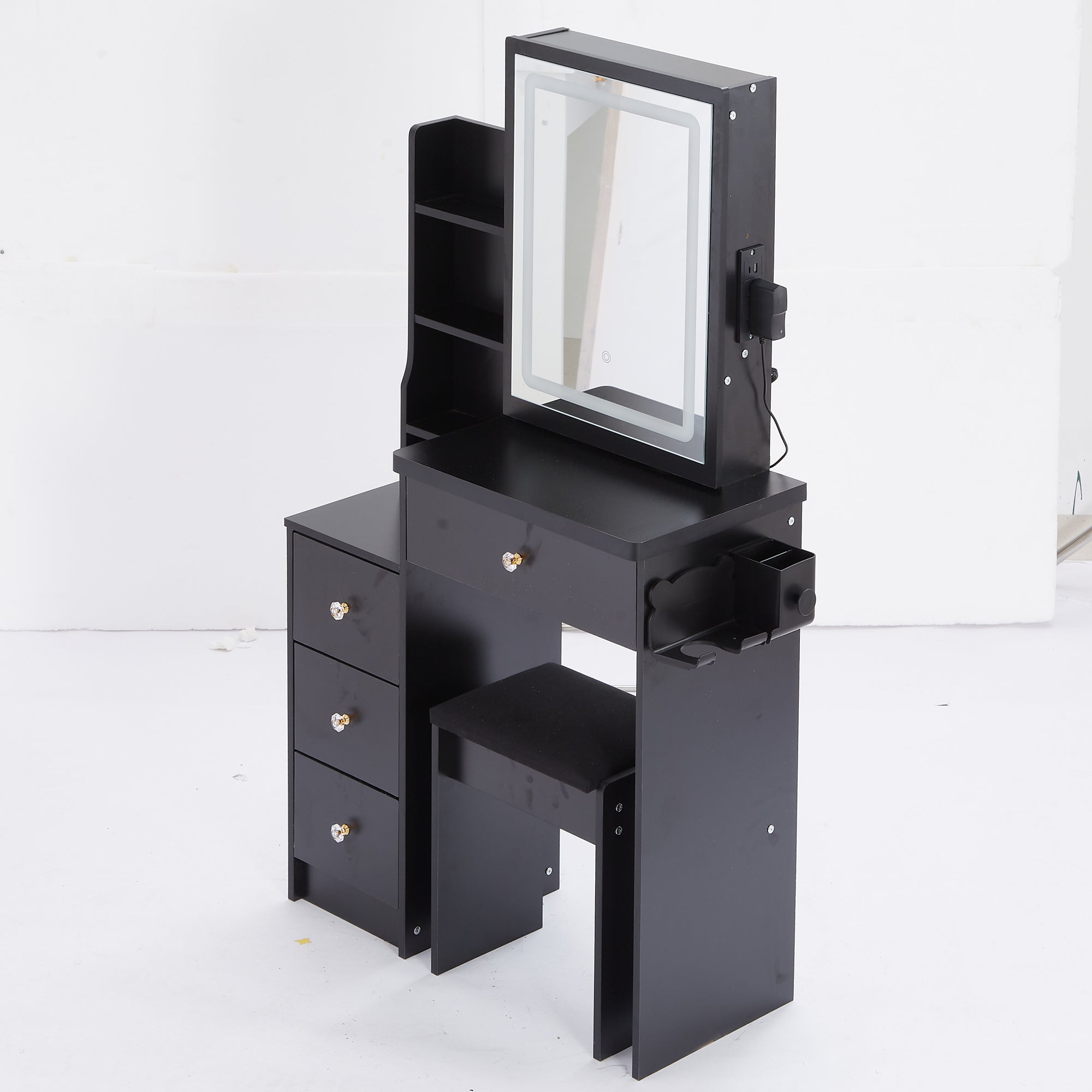 Small Vanity Table Set w/ LED Mirror & Power Station-American Furniture Outlet