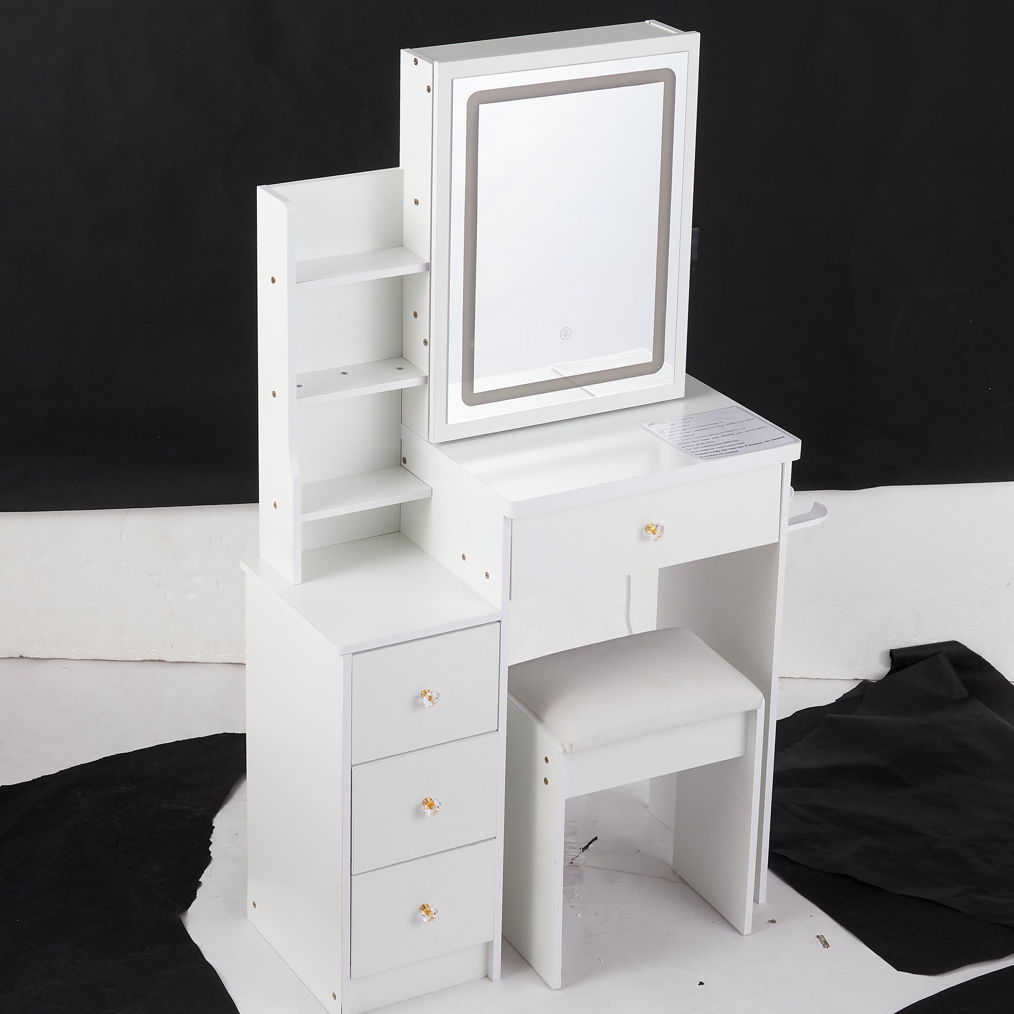 Small Vanity Table Set w/ LED Mirror & Power Station-American Furniture Outlet