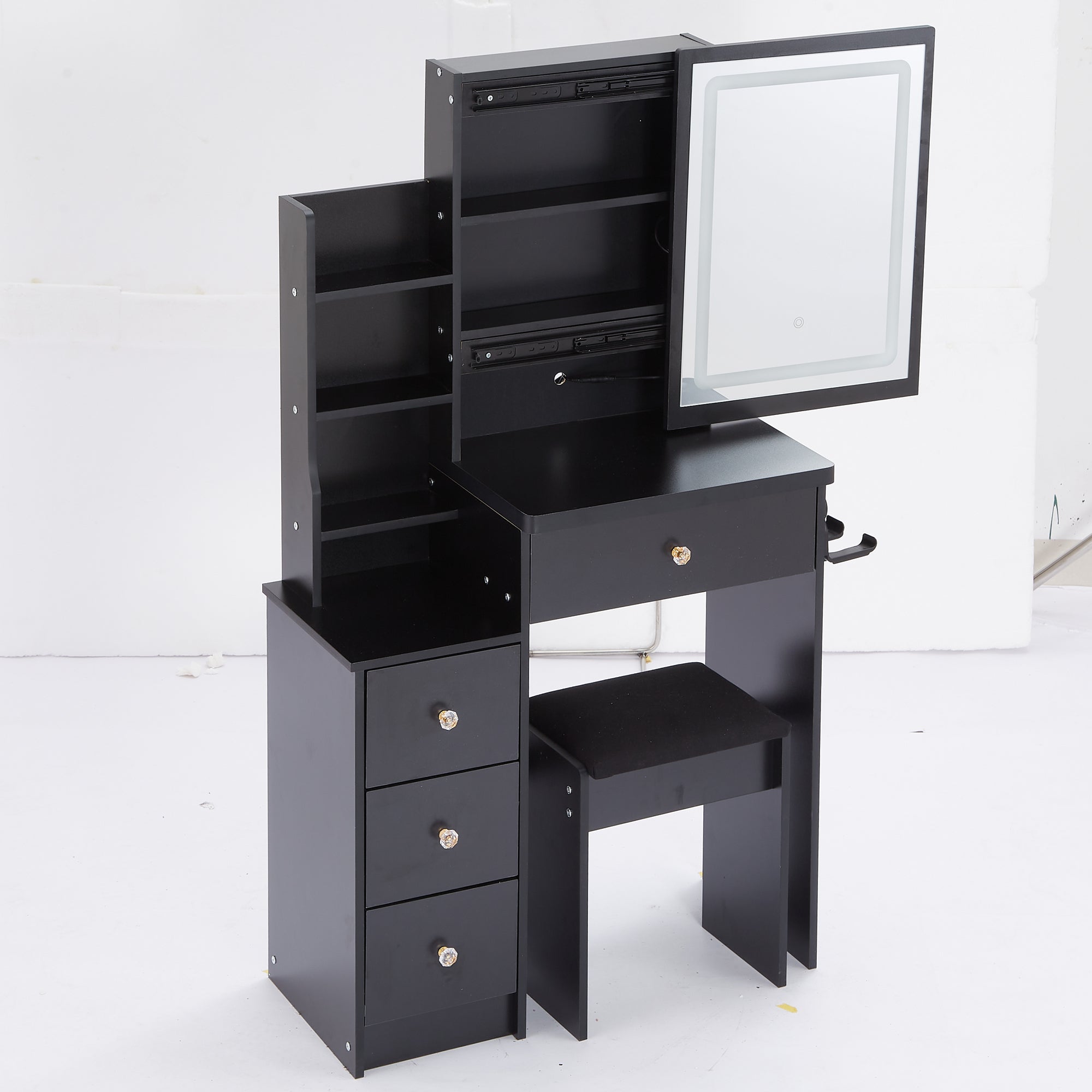 Small Vanity Table Set w/ LED Mirror & Power Station-American Furniture Outlet