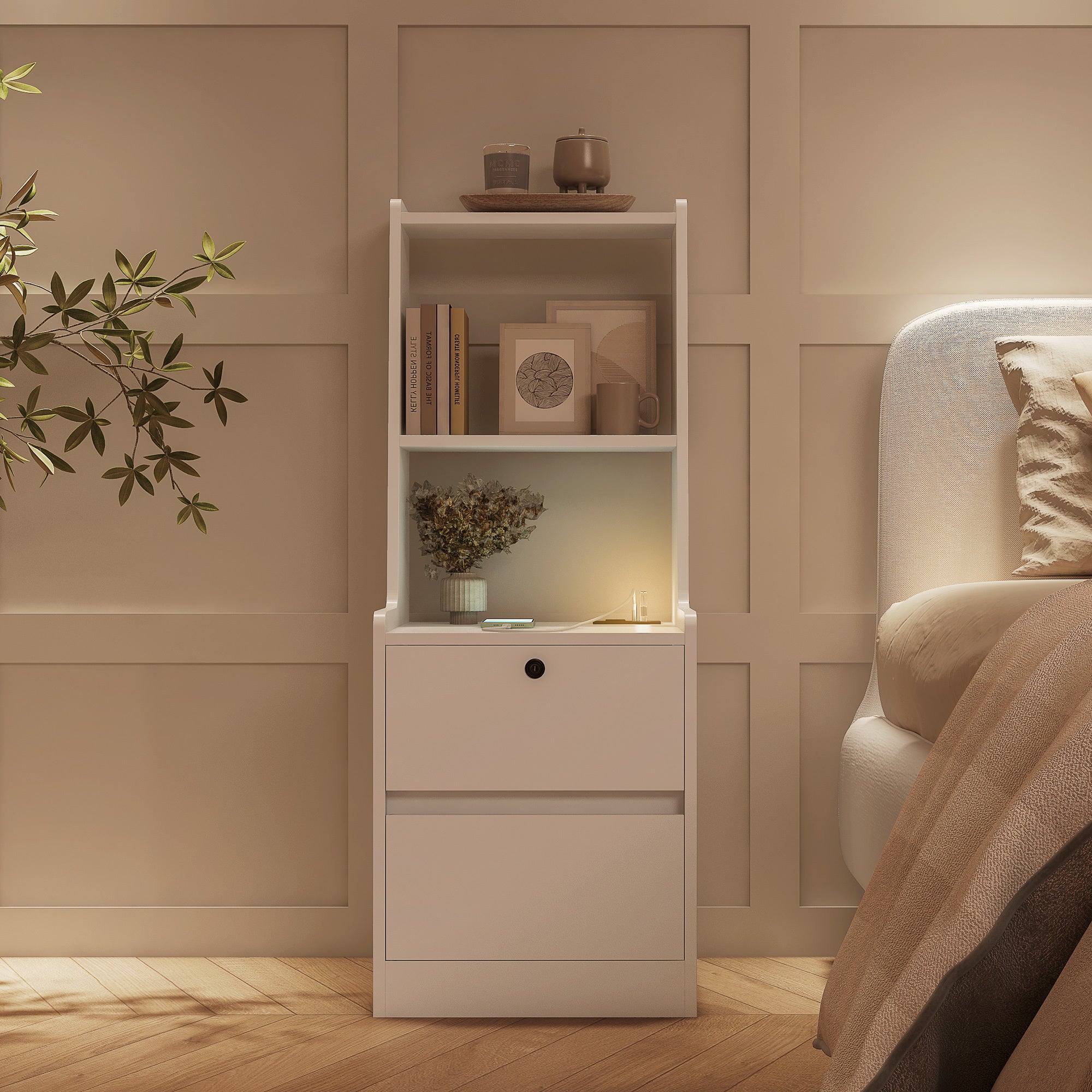 Smart Nightstand w/ Charging Station & Night Light-American Furniture Outlet
