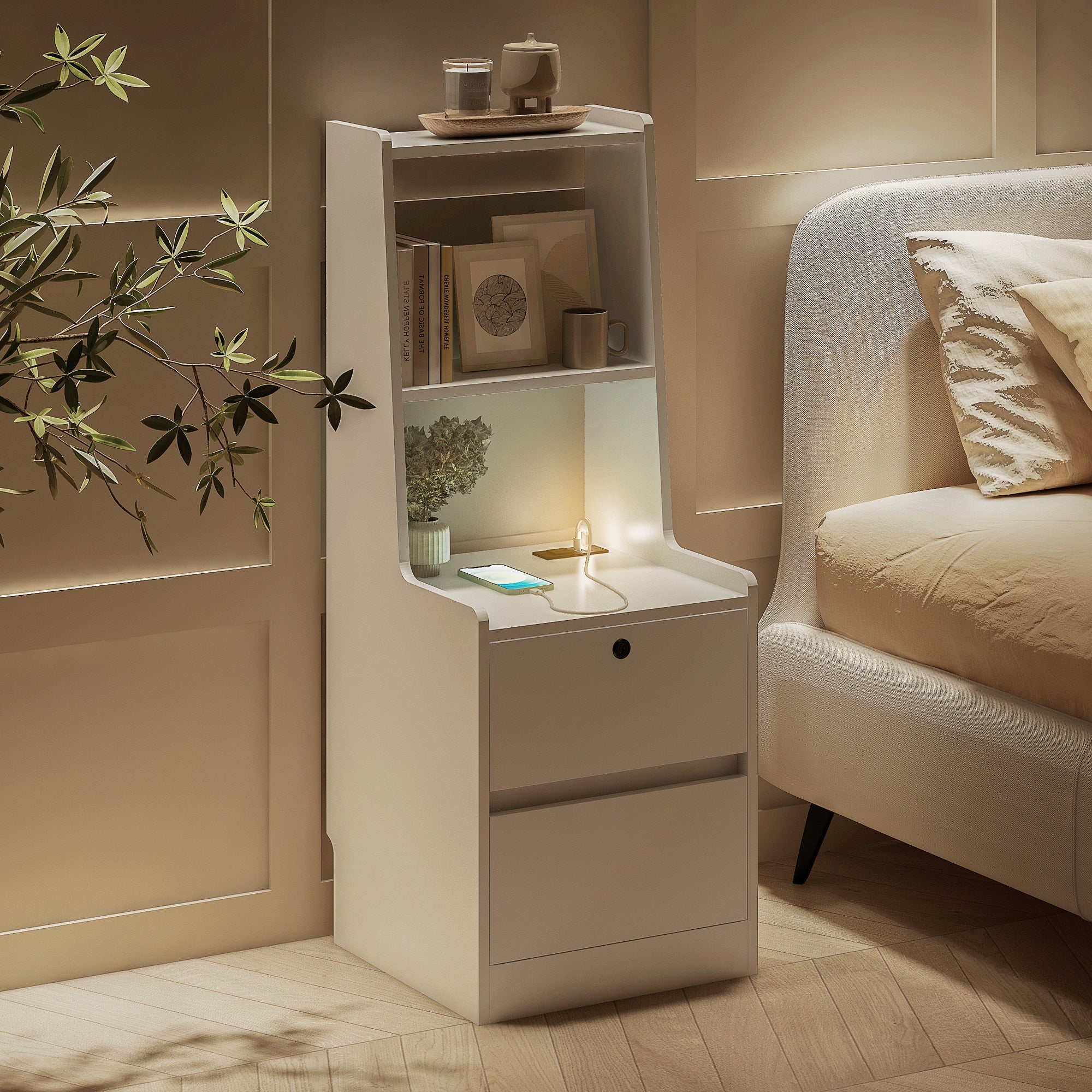 Smart Nightstand w/ Charging Station & Night Light-American Furniture Outlet