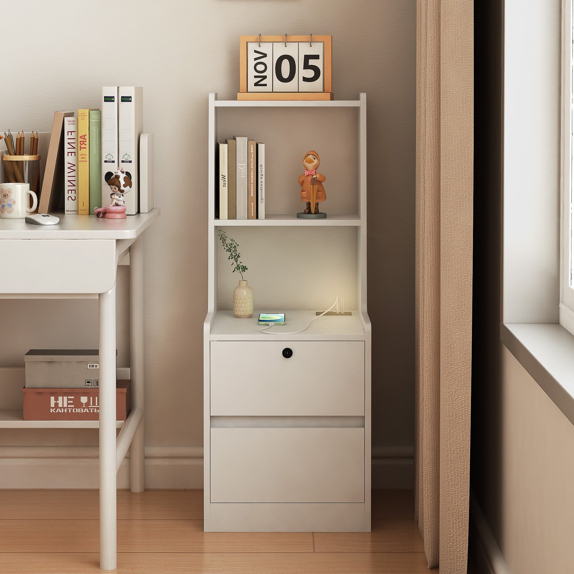 Smart Nightstand w/ Charging Station & Night Light-American Furniture Outlet