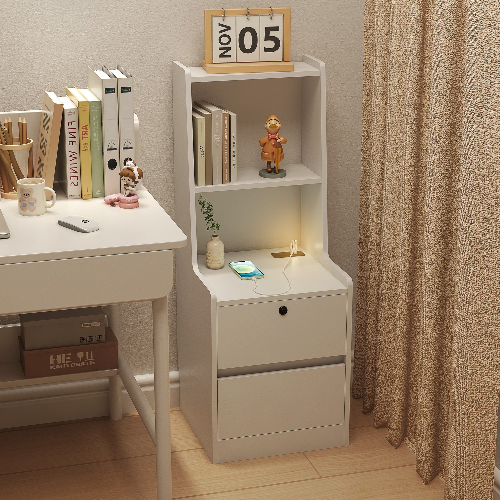Smart Nightstand w/ Charging Station & Night Light-American Furniture Outlet