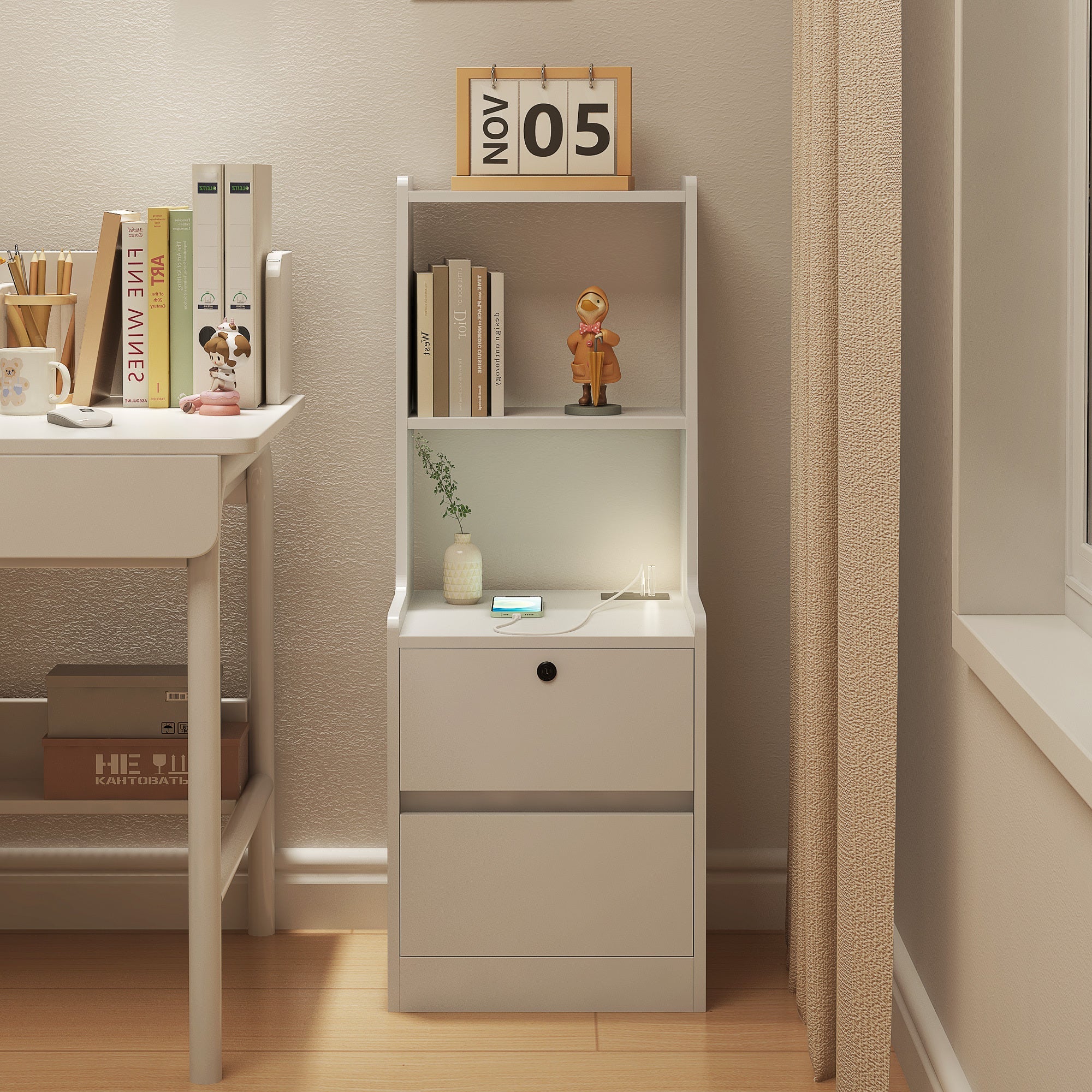 Smart Nightstand w/ Charging Station & Night Light-American Furniture Outlet
