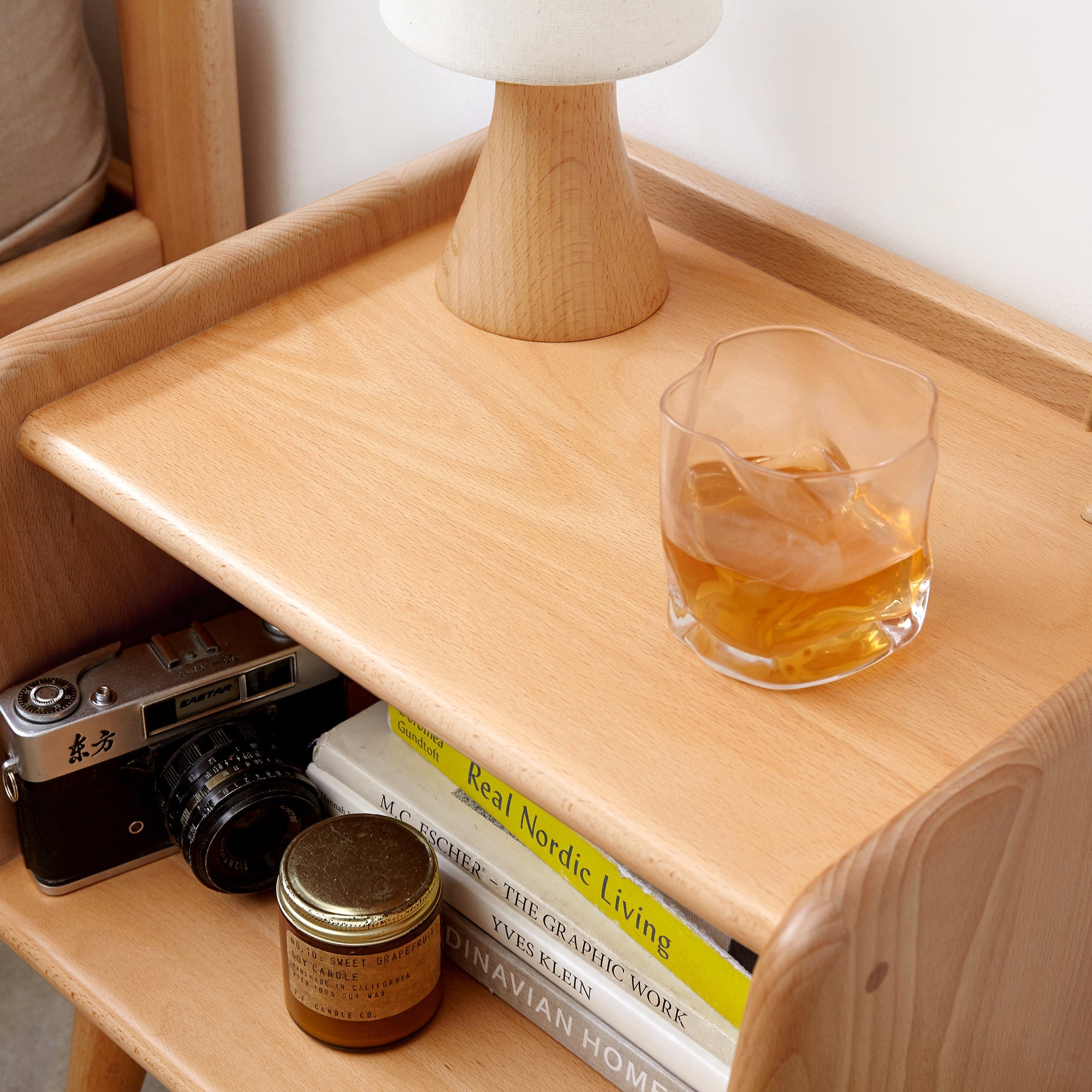 Solid Beech Wood Nightstand - Modern Bedside Table-American Furniture Outlet
