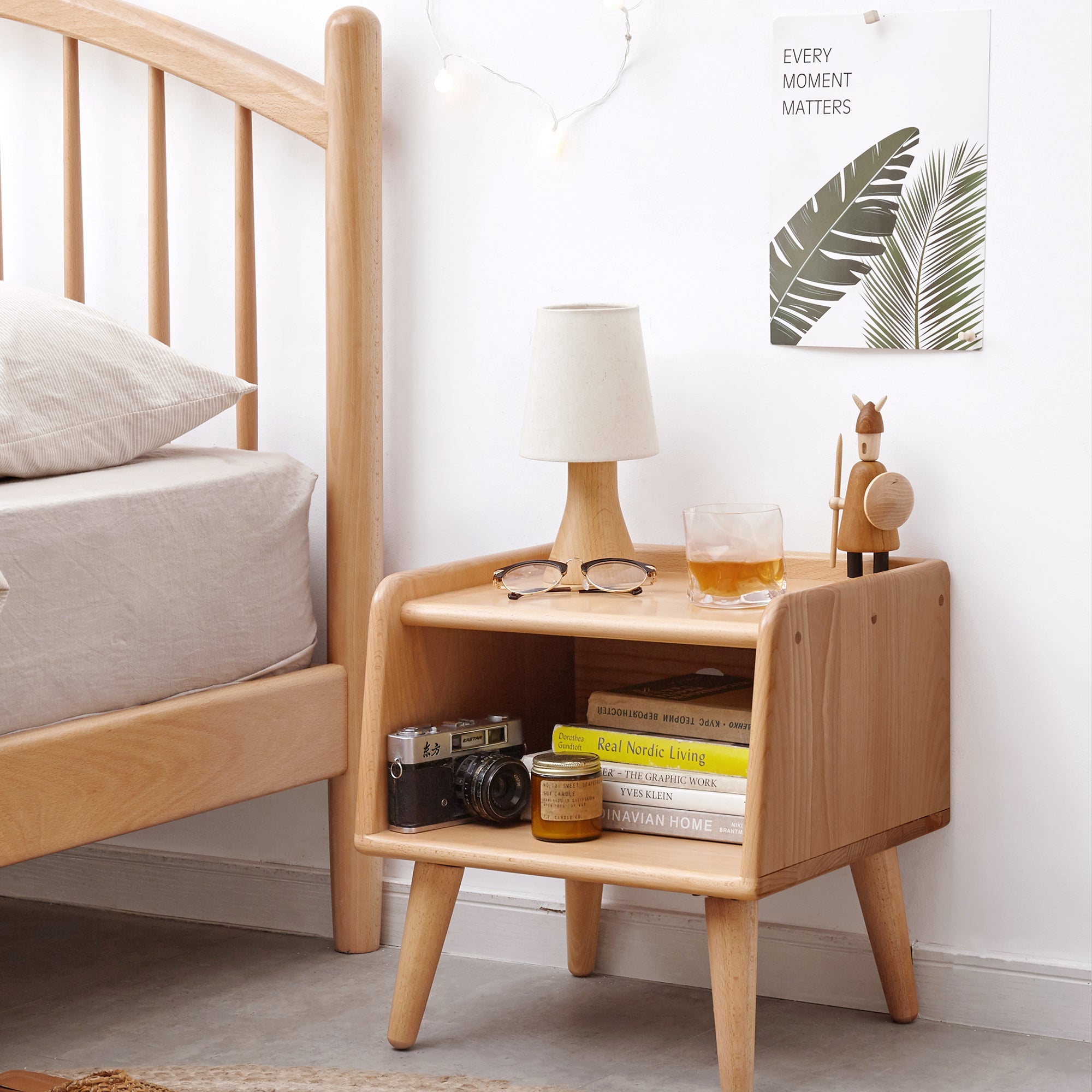 Solid Beech Wood Nightstand - Modern Bedside Table-American Furniture Outlet