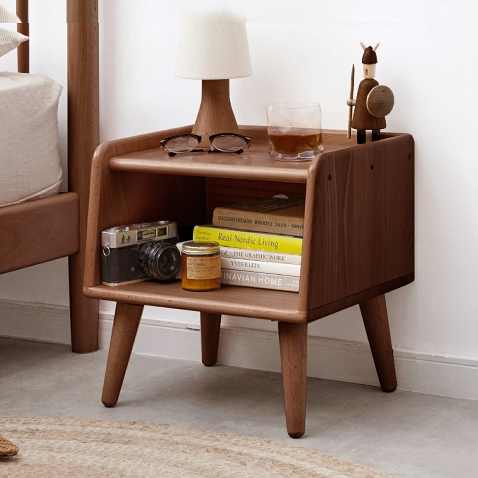 Solid Beech Wood Nightstand - Modern Bedside Table-American Furniture Outlet