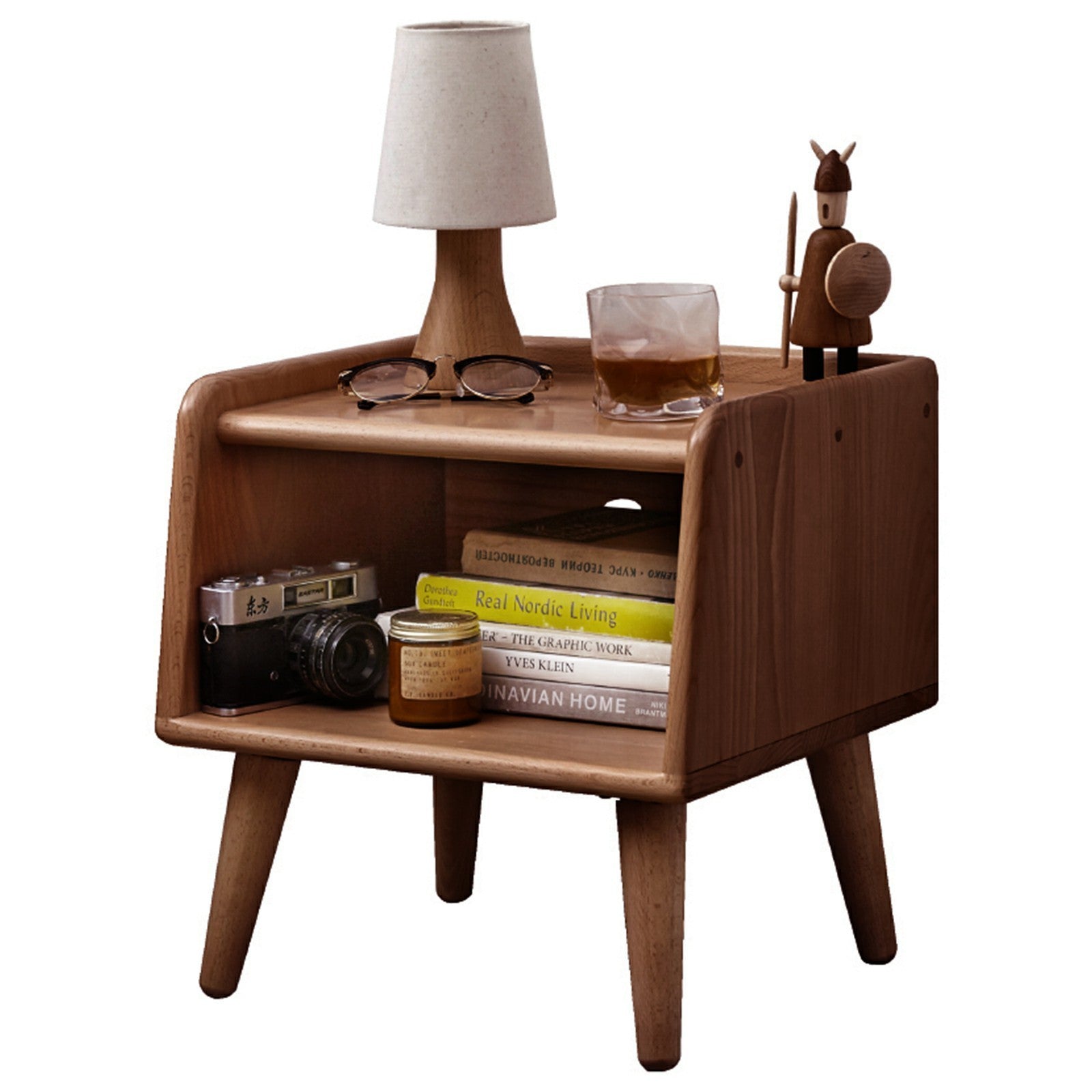 Solid Beech Wood Nightstand - Modern Bedside Table-American Furniture Outlet