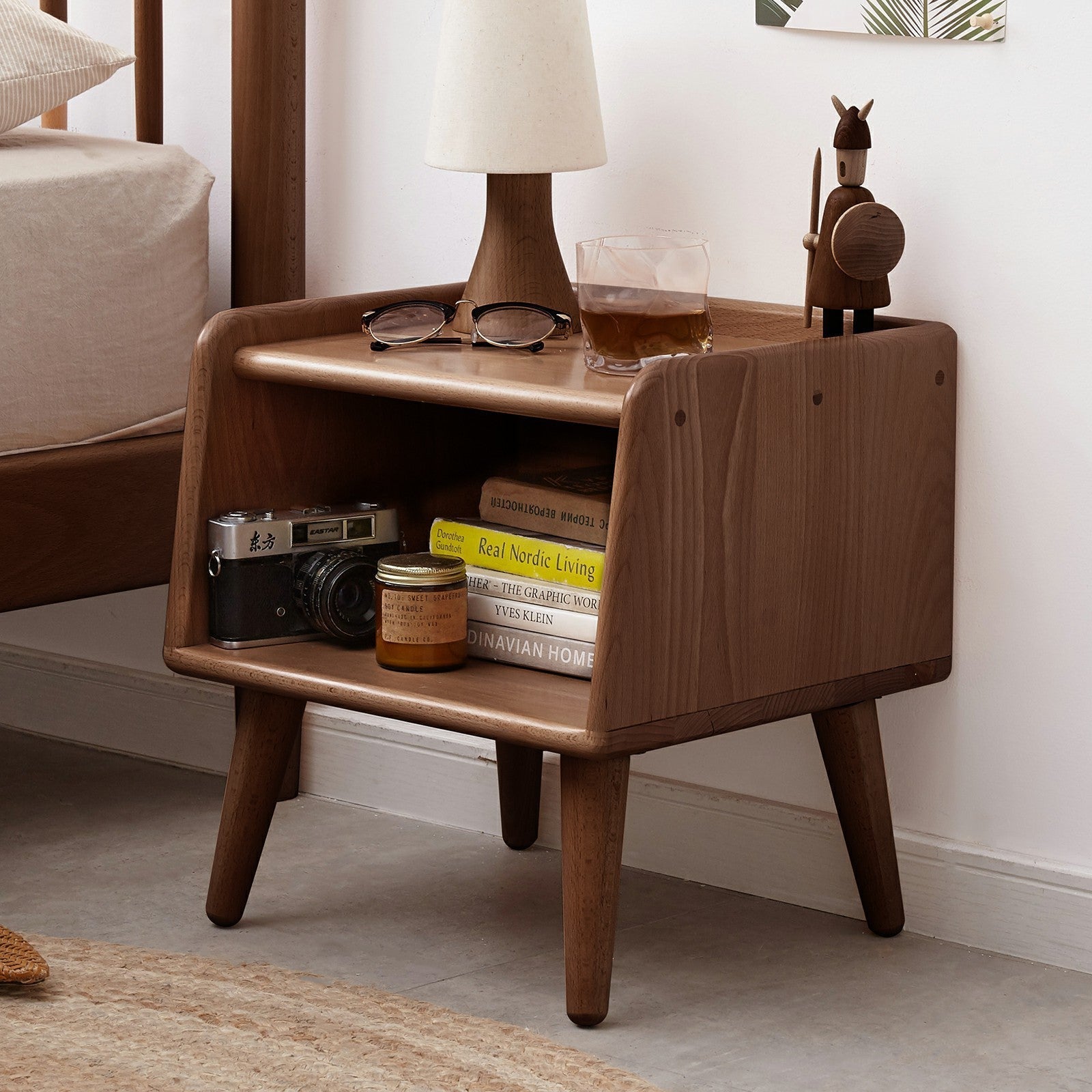 Solid Beech Wood Nightstand - Modern Bedside Table-American Furniture Outlet