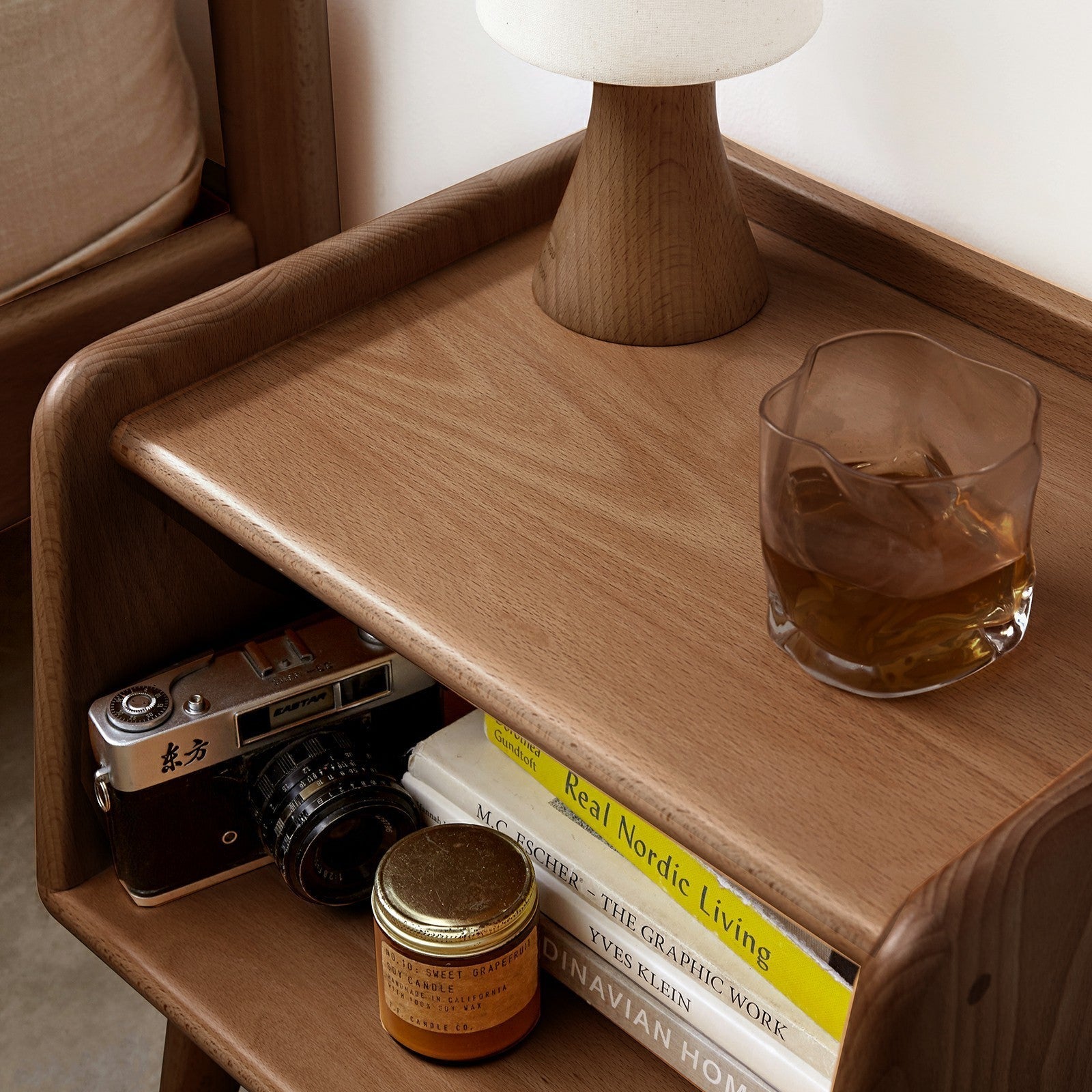 Solid Beech Wood Nightstand - Modern Bedside Table-American Furniture Outlet