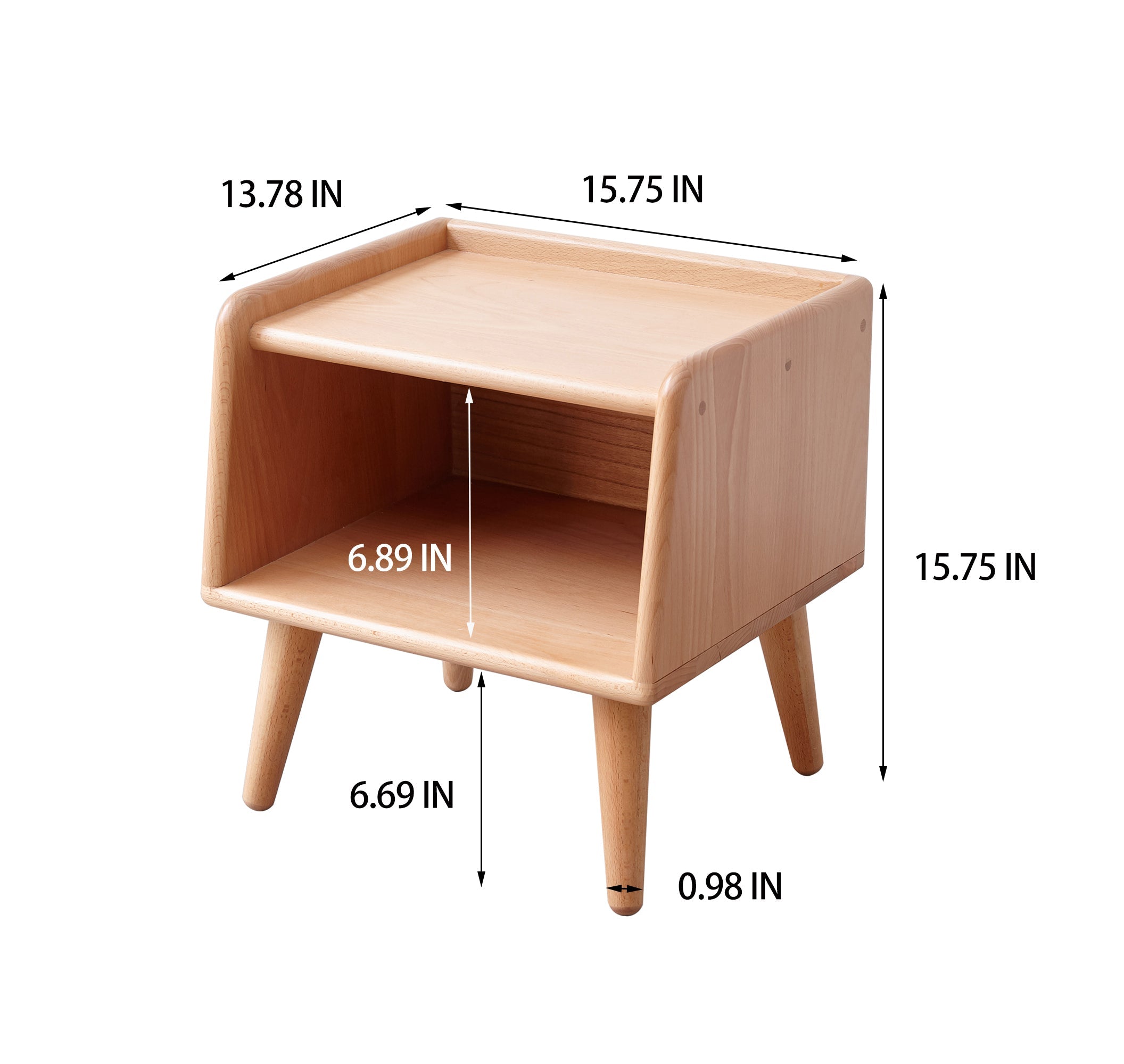Solid Beech Wood Nightstand - Modern Bedside Table-American Furniture Outlet