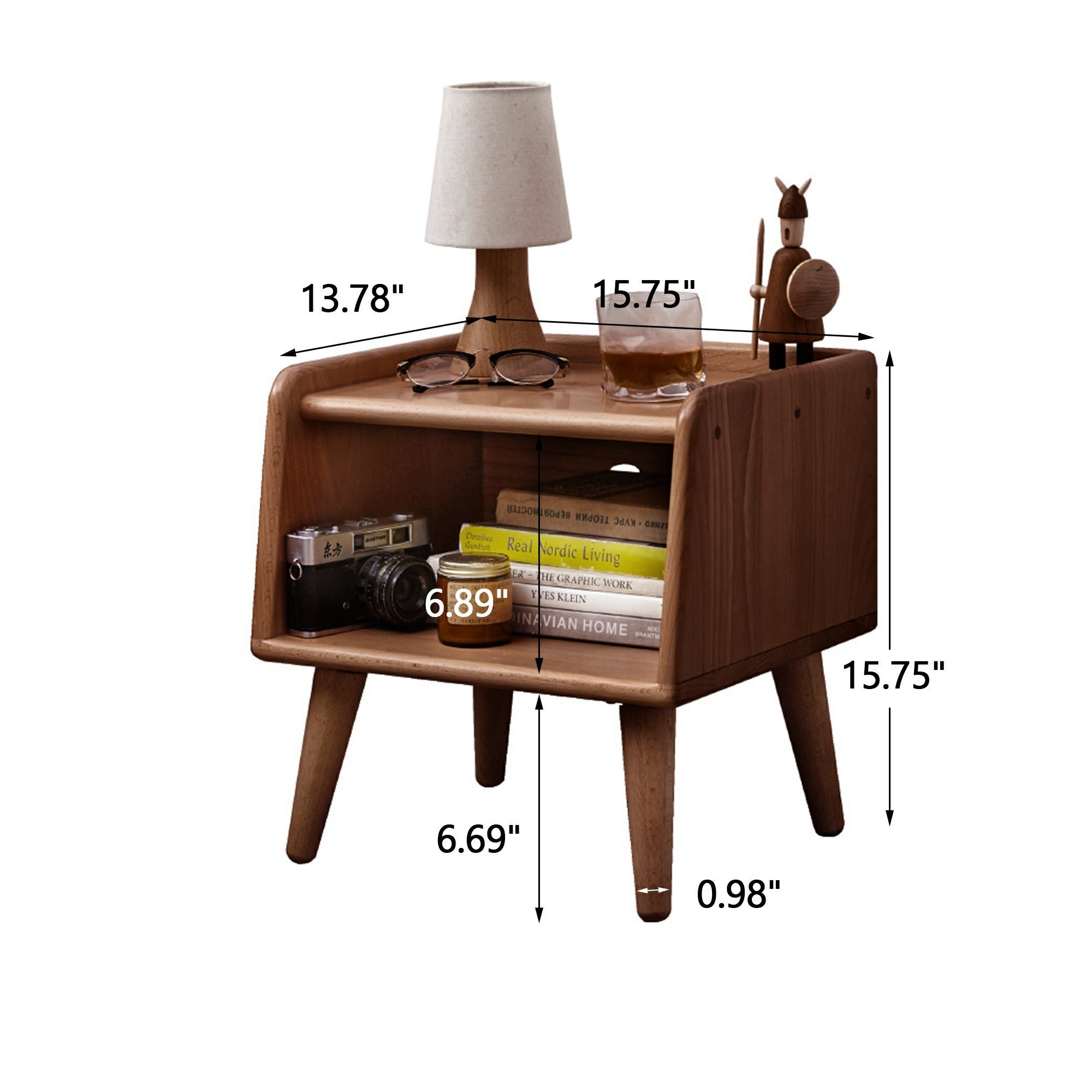 Solid Beech Wood Nightstand - Modern Bedside Table-American Furniture Outlet