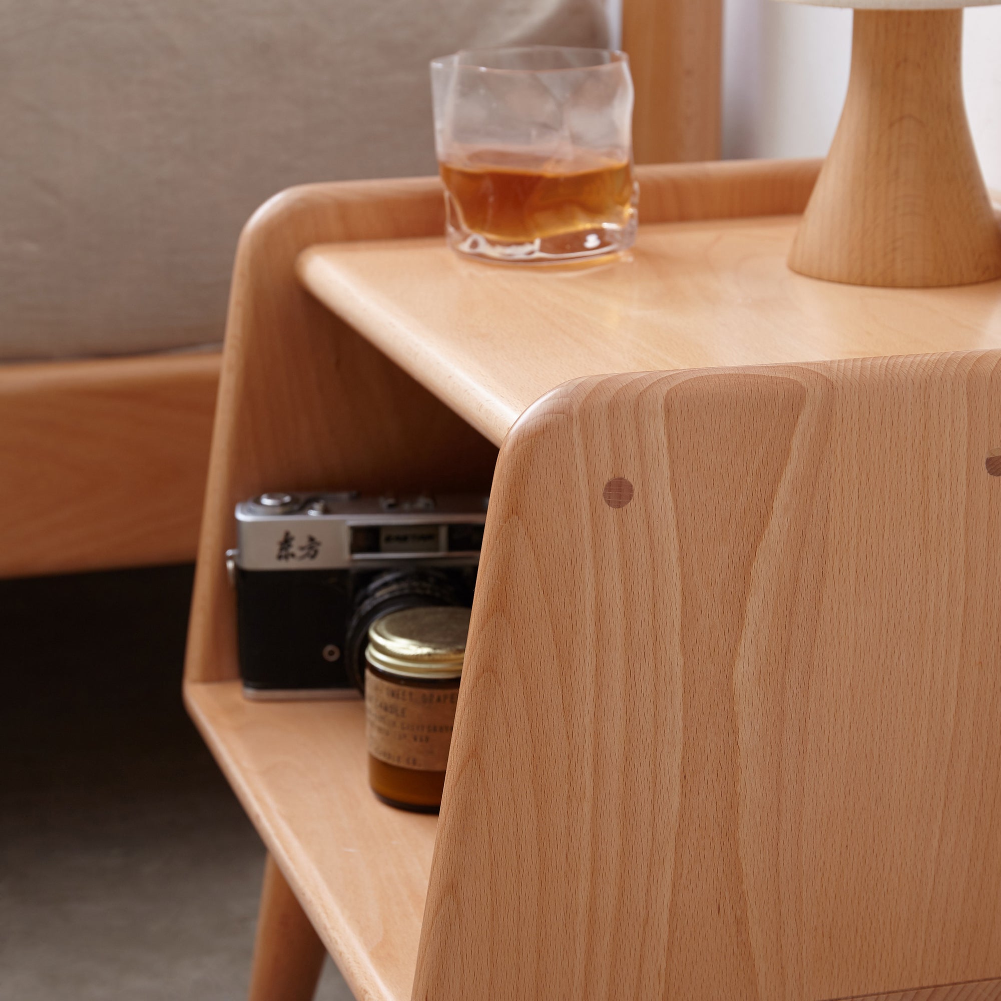 Solid Beech Wood Nightstand - Modern Bedside Table-American Furniture Outlet