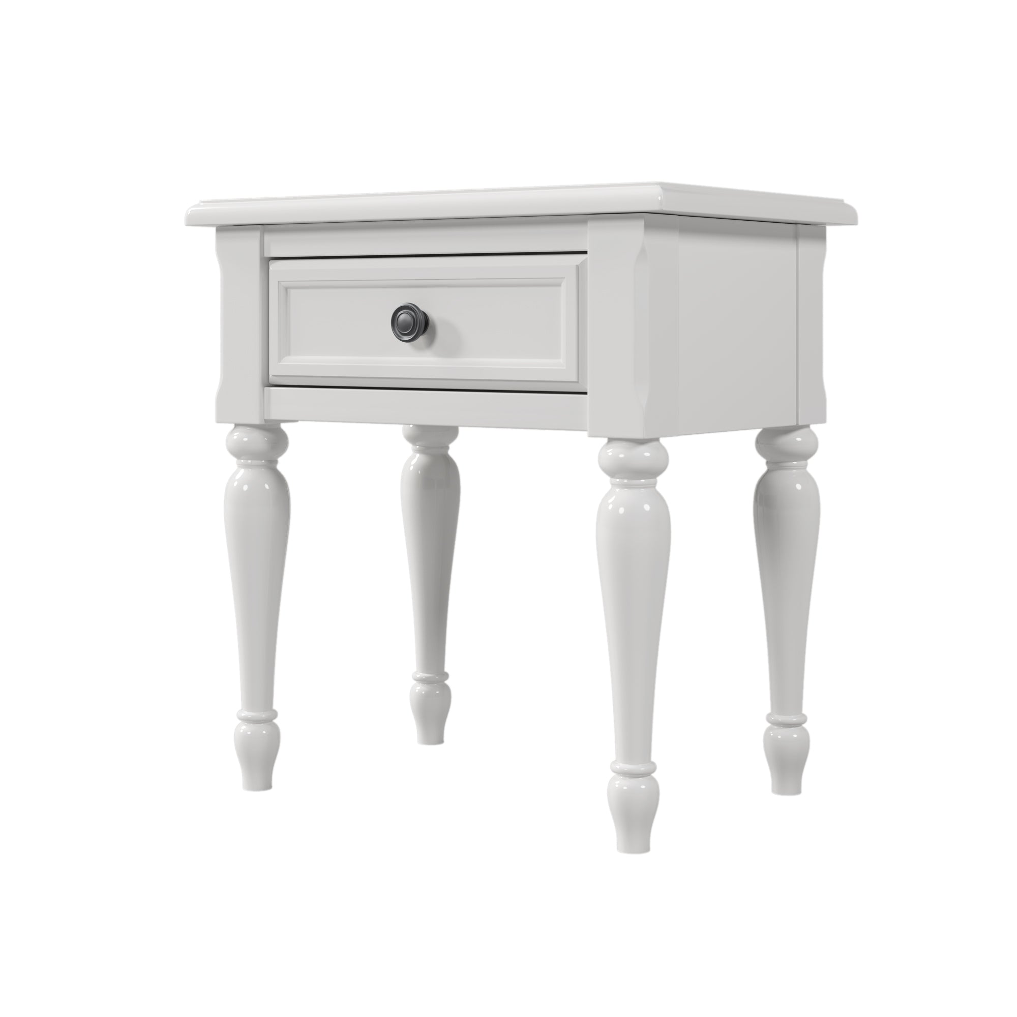 Solid Wood White Nightstand - 1 Drawer-American Furniture Outlet