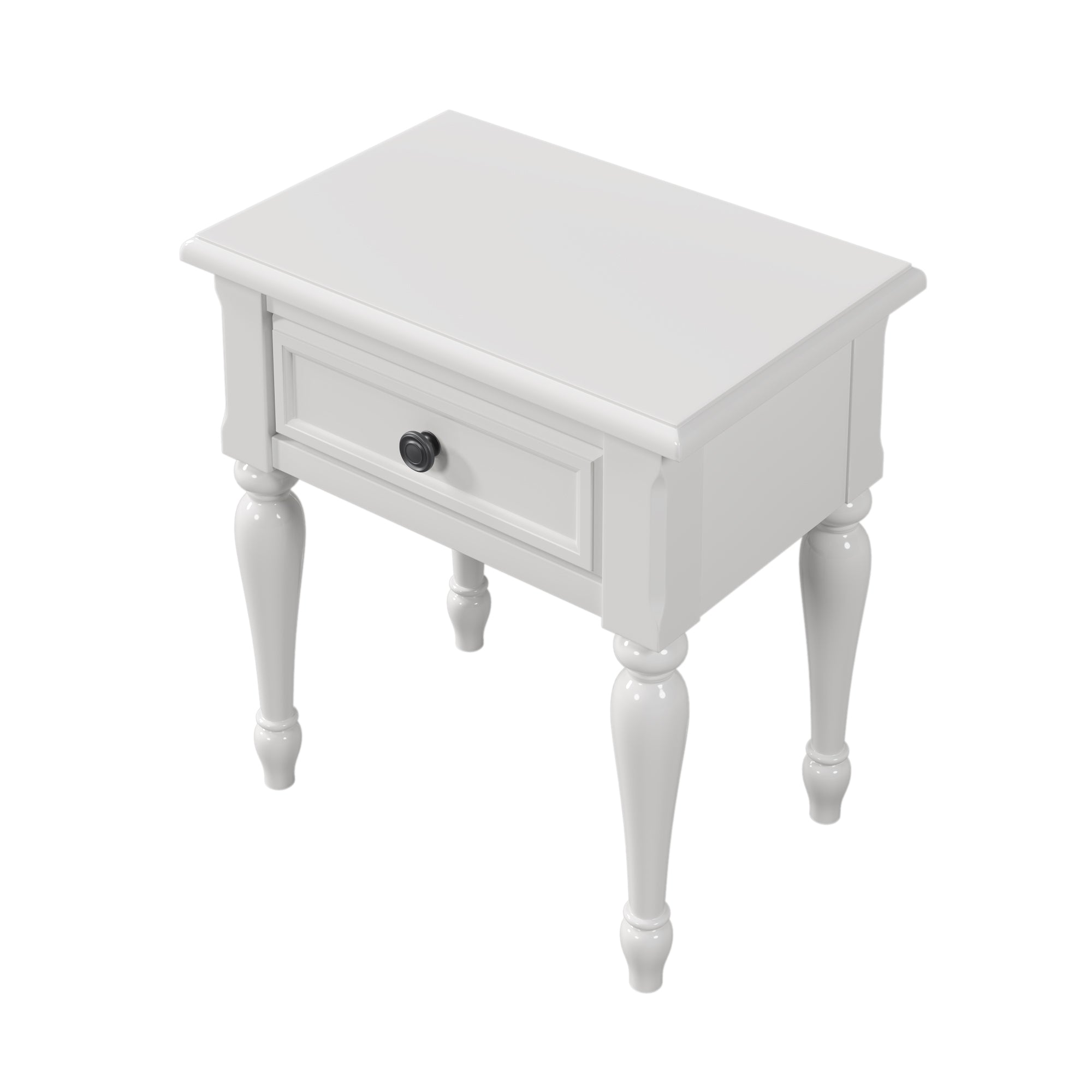 Solid Wood White Nightstand - 1 Drawer-American Furniture Outlet