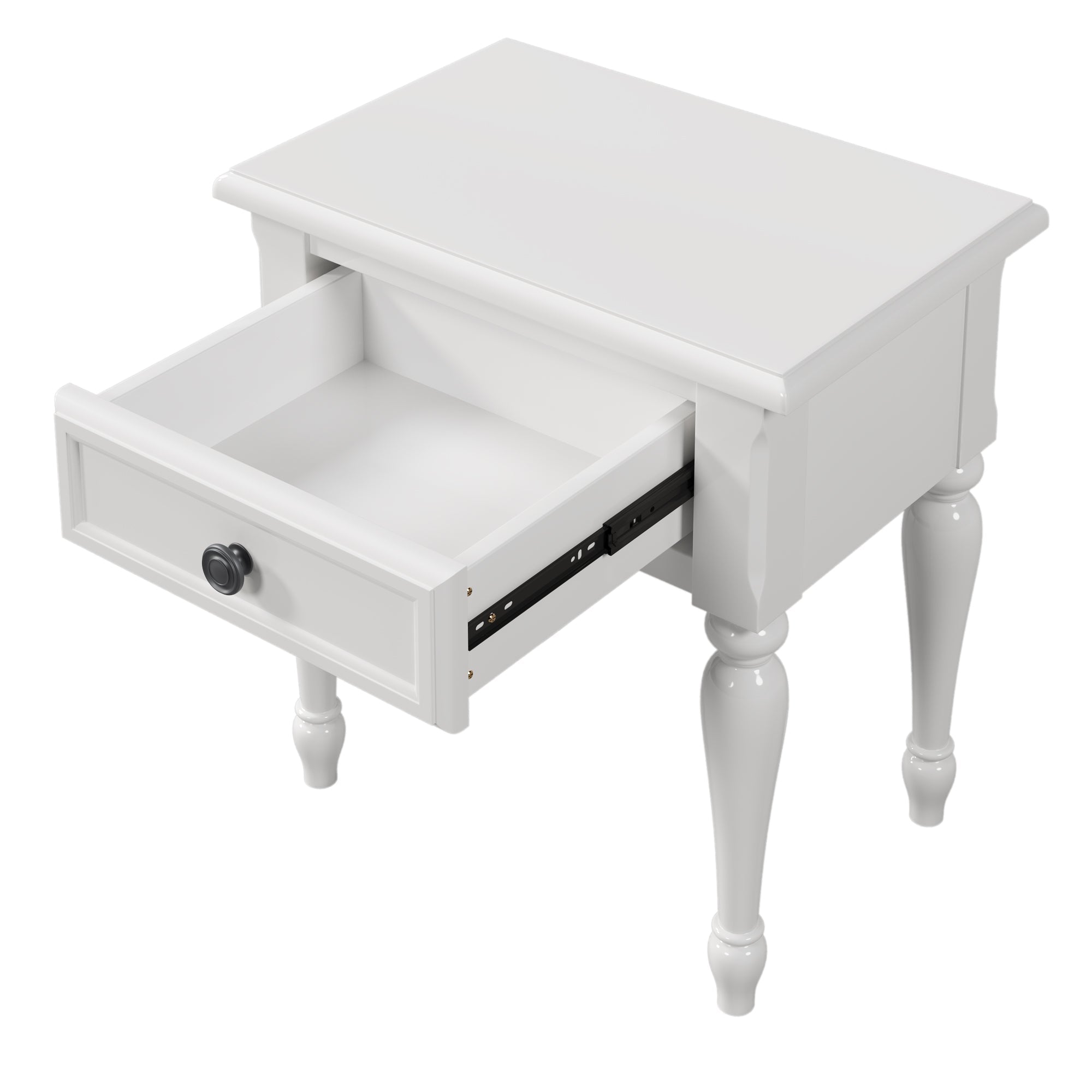 Solid Wood White Nightstand - 1 Drawer-American Furniture Outlet