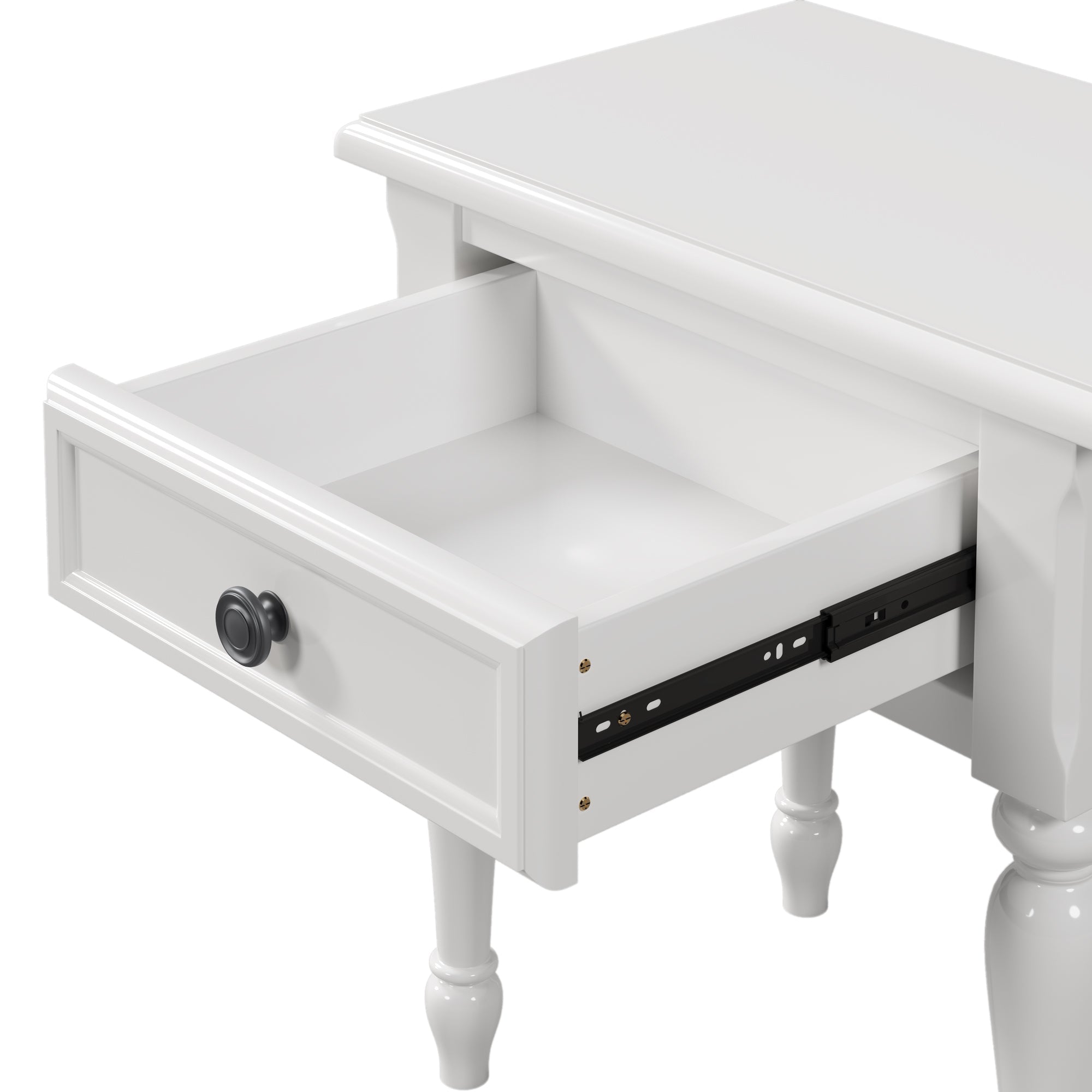 Solid Wood White Nightstand - 1 Drawer-American Furniture Outlet