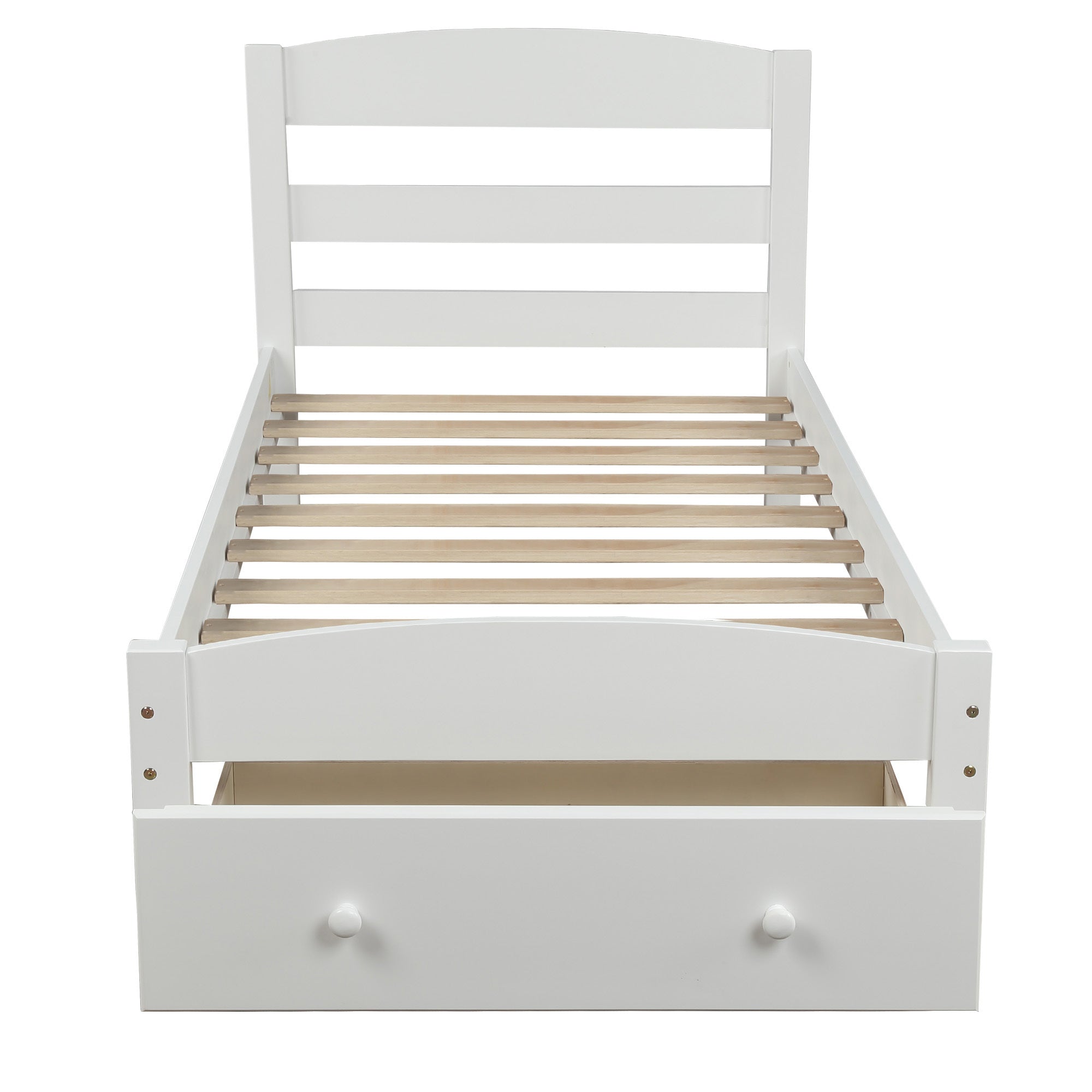 Solid Wood White Twin Platform Bed Frame-American Furniture Outlet