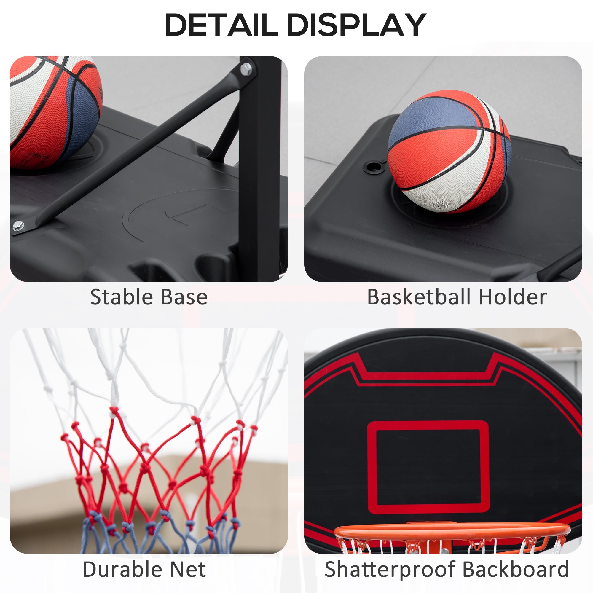 Soozier Portable Basketball Hoop 5.1'-6.9' Adjustable-American Furniture Outlet