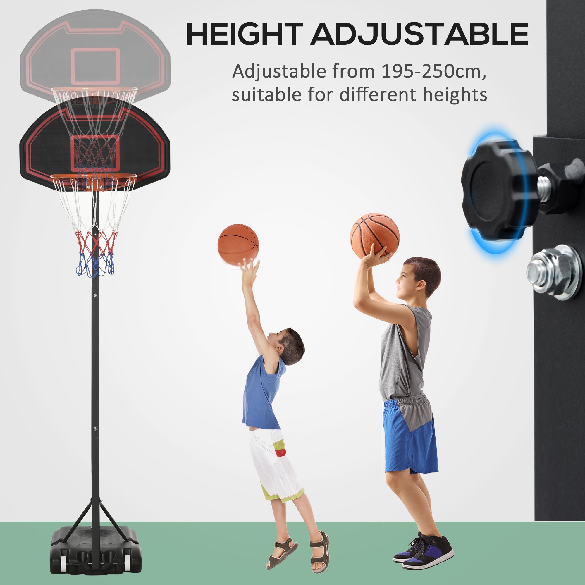 Soozier Portable Basketball Hoop 5.1'-6.9' Adjustable-American Furniture Outlet