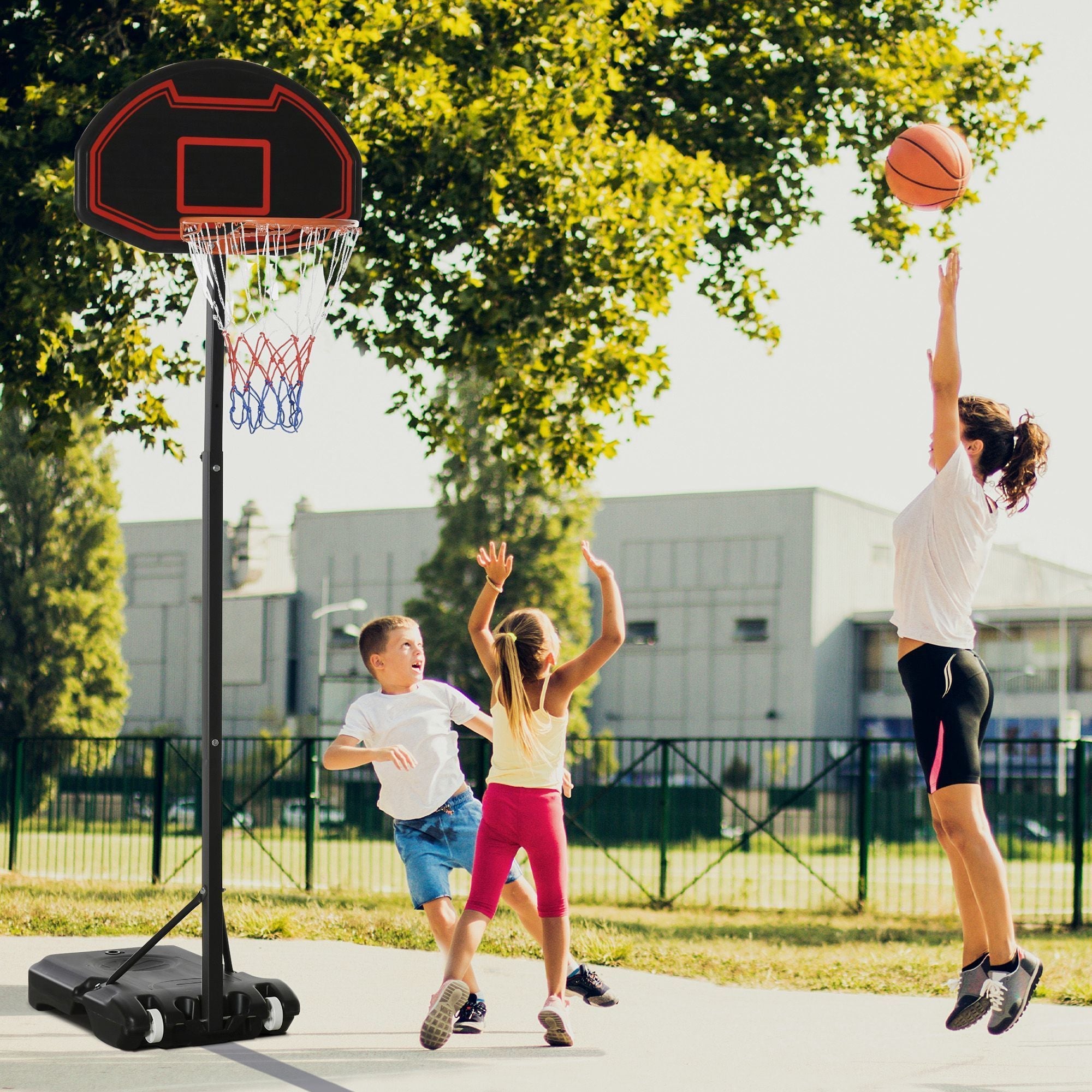 Soozier Portable Basketball Hoop 5.1'-6.9' Adjustable-American Furniture Outlet