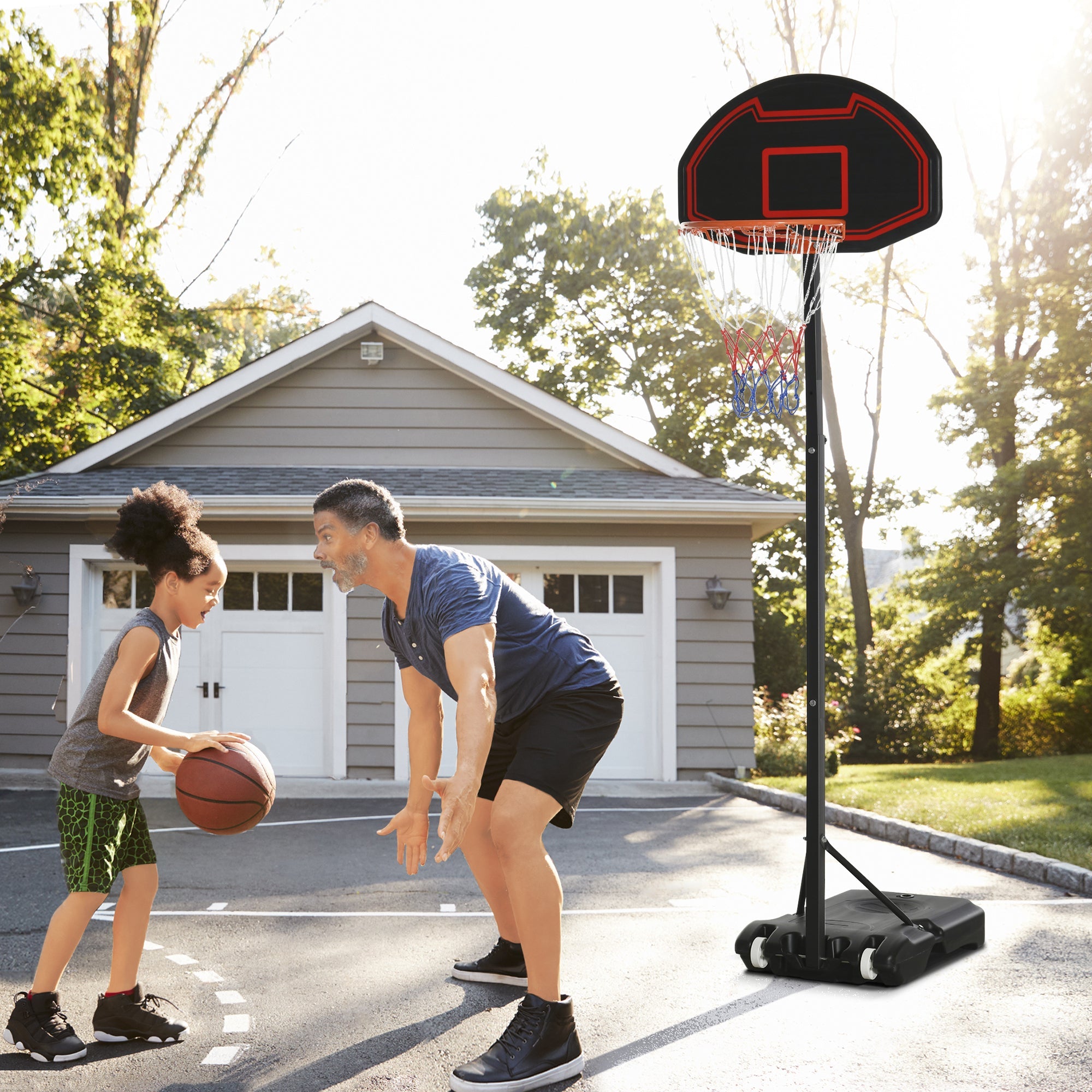 Soozier Portable Basketball Hoop 5.1'-6.9' Adjustable-American Furniture Outlet