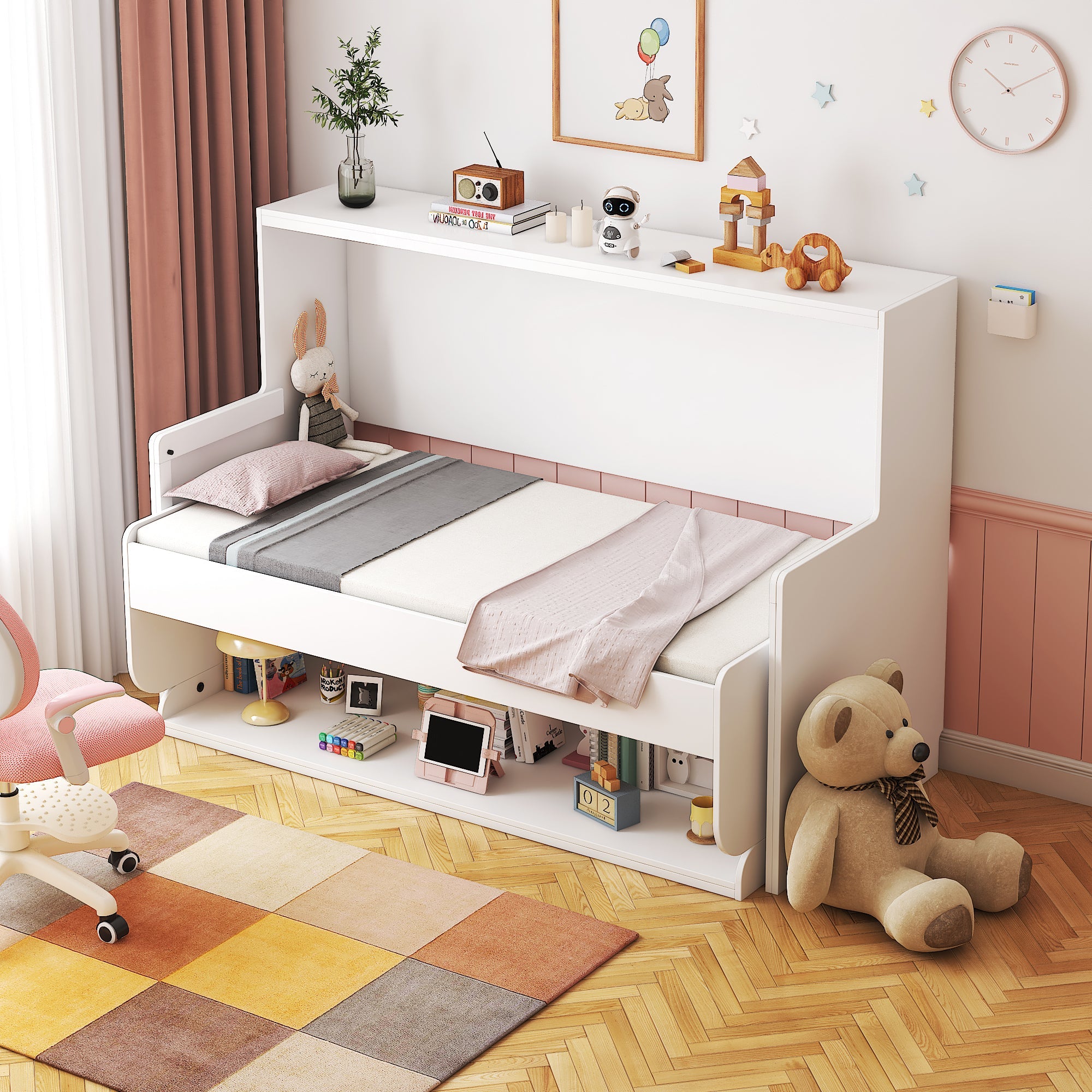 Space Saving Murphy Bed w/ Desk - Single-American Furniture Outlet