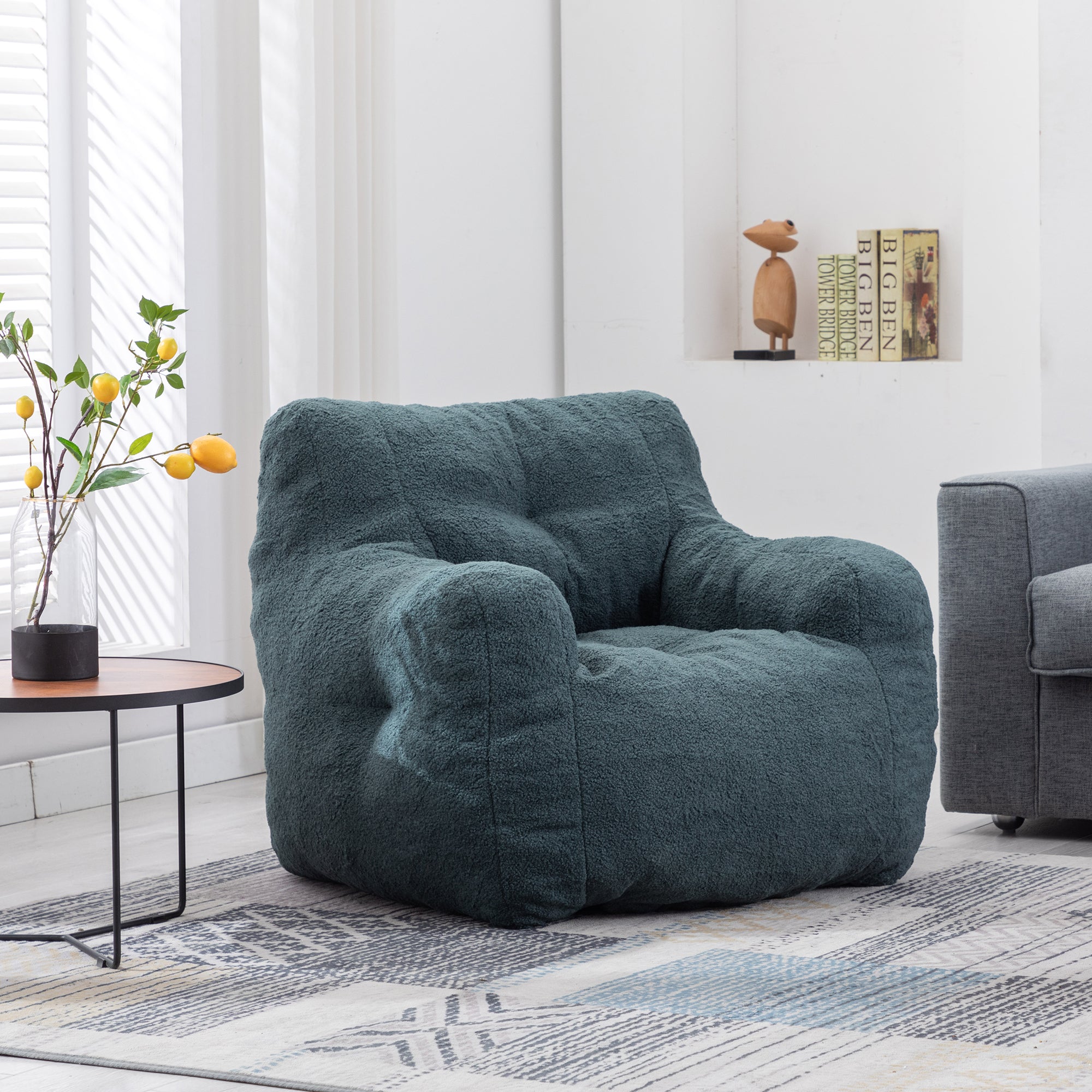 Teddy Fabric Bean Bag Chair | Tufted Foam-American Furniture Outlet