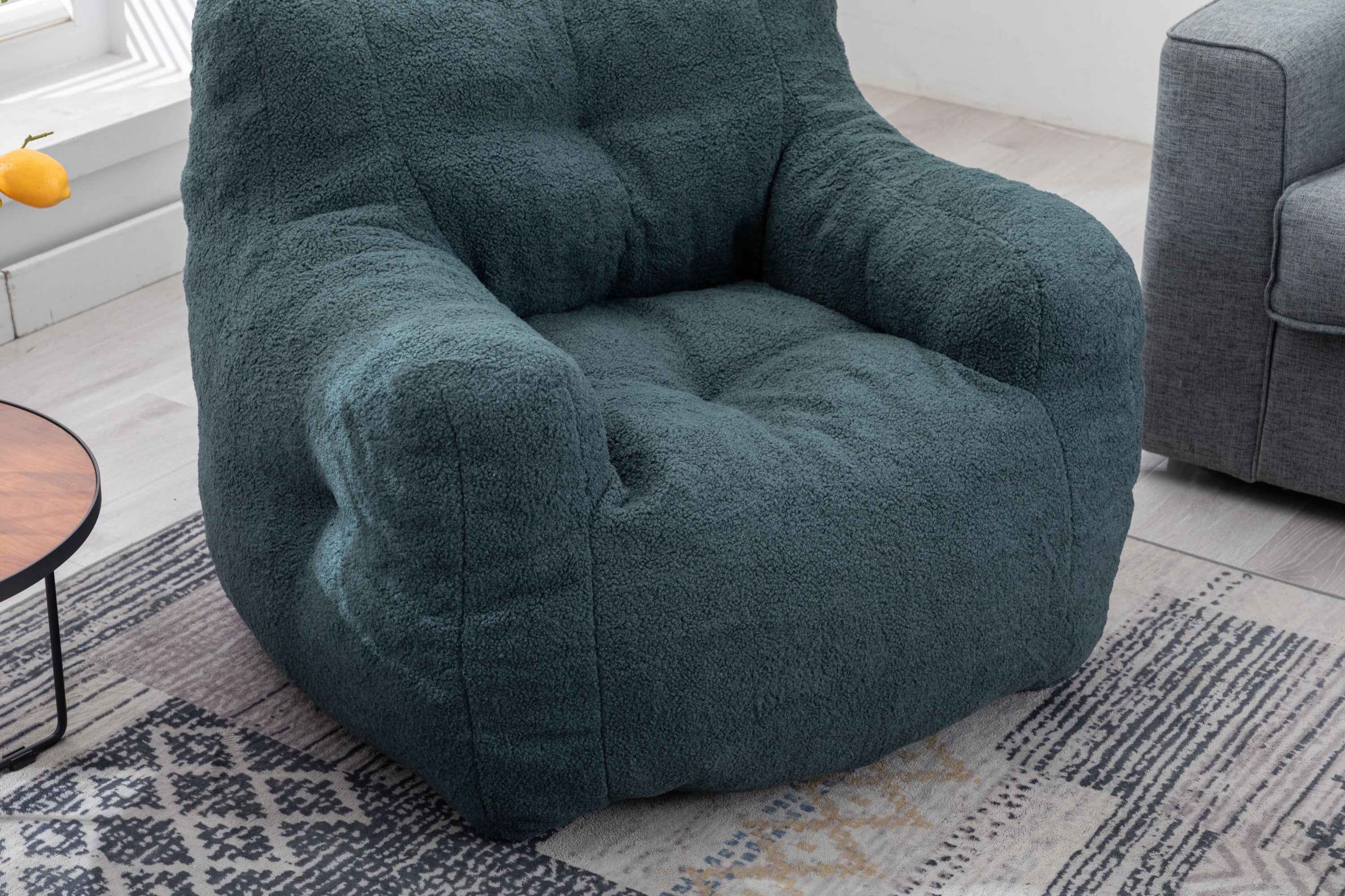 Teddy Fabric Bean Bag Chair | Tufted Foam-American Furniture Outlet