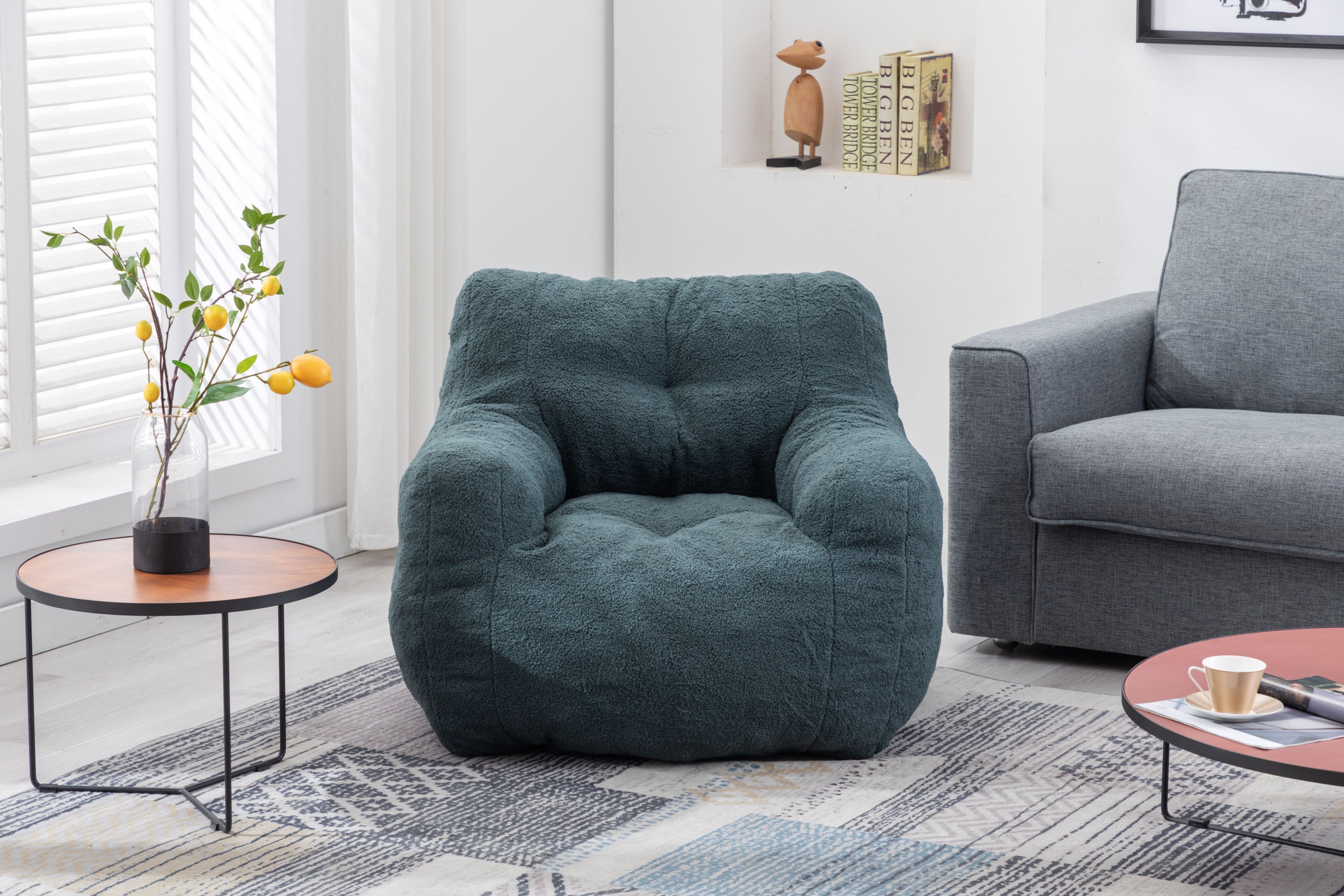 Teddy Fabric Bean Bag Chair | Tufted Foam-American Furniture Outlet