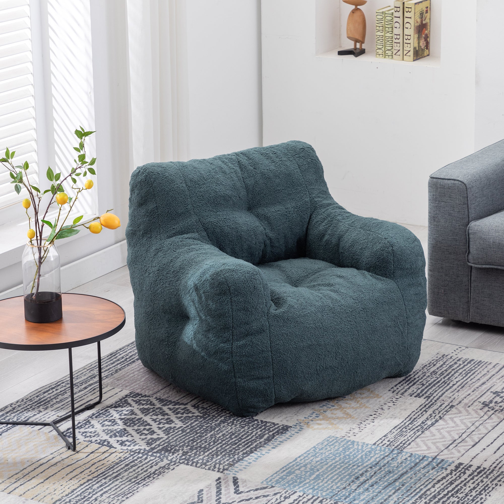 Teddy Fabric Bean Bag Chair | Tufted Foam-American Furniture Outlet