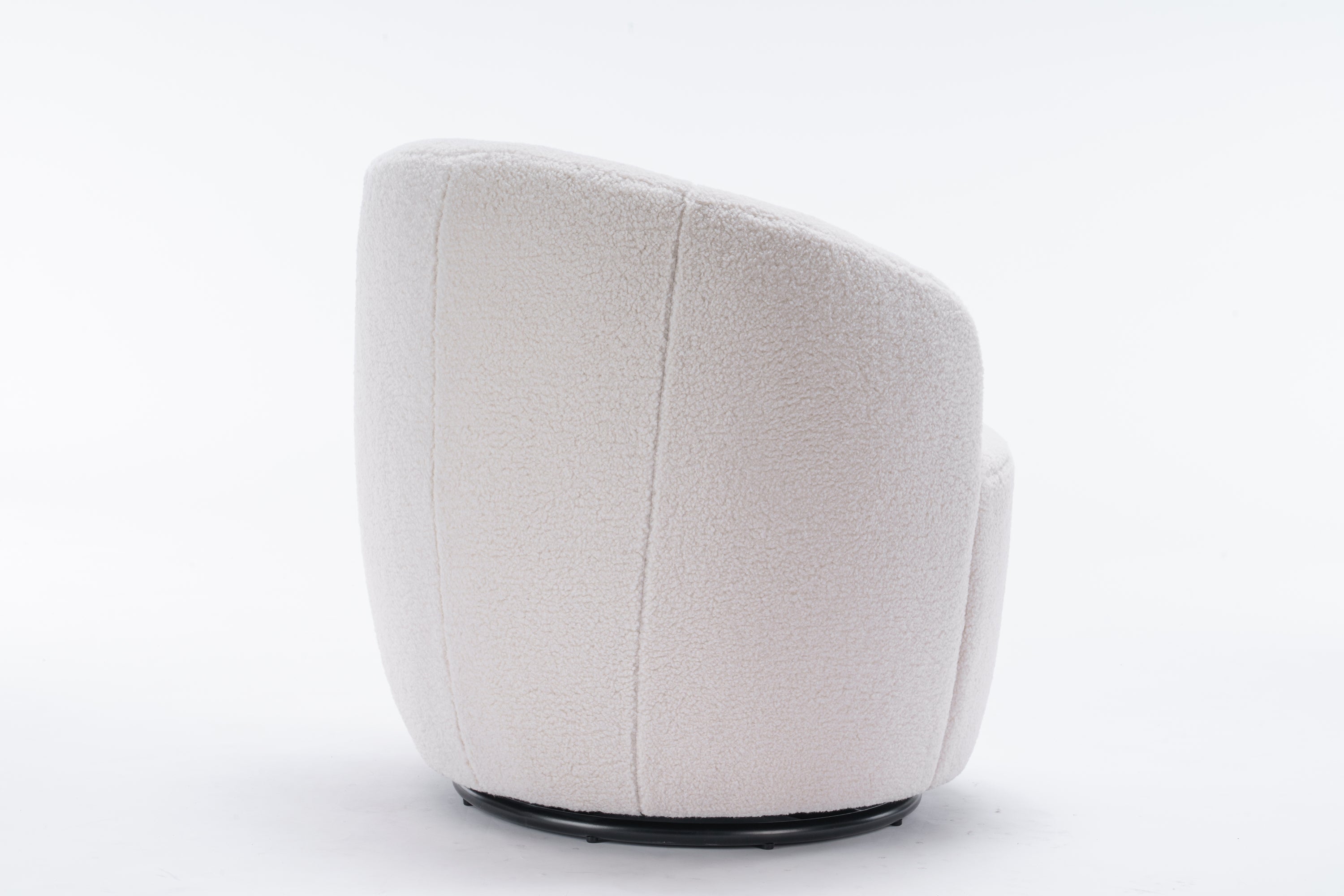 Teddy Fabric Swivel Accent Armchair with Black Powder Coating Metal Ring | Ivory White | Stylish & Comfortable-American Furniture Outlet