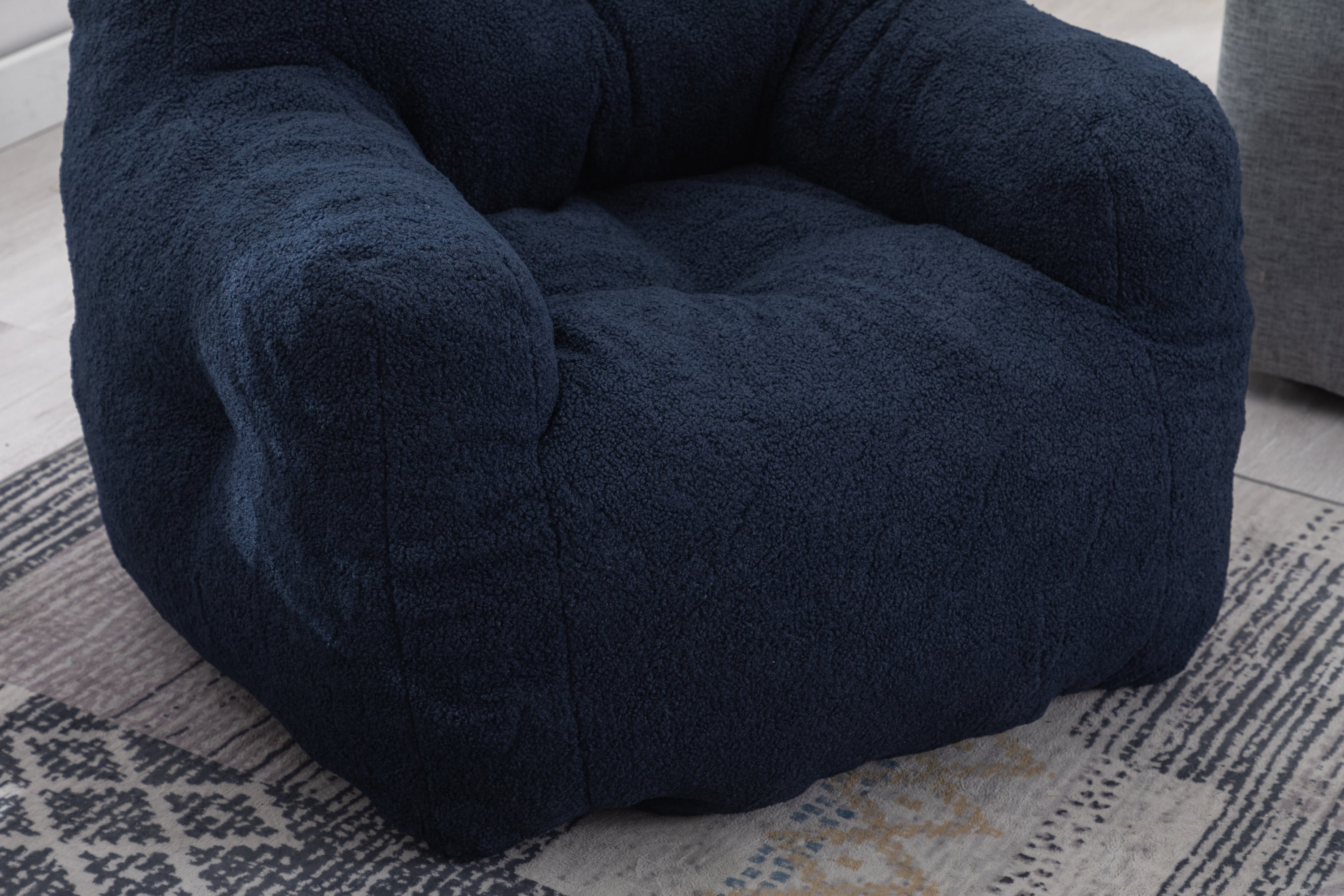 Teddy Fabric Tufted Bean Bag Chair-American Furniture Outlet