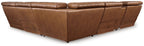 Brown reclining sectional sofa side view with deep seat and padded back panels