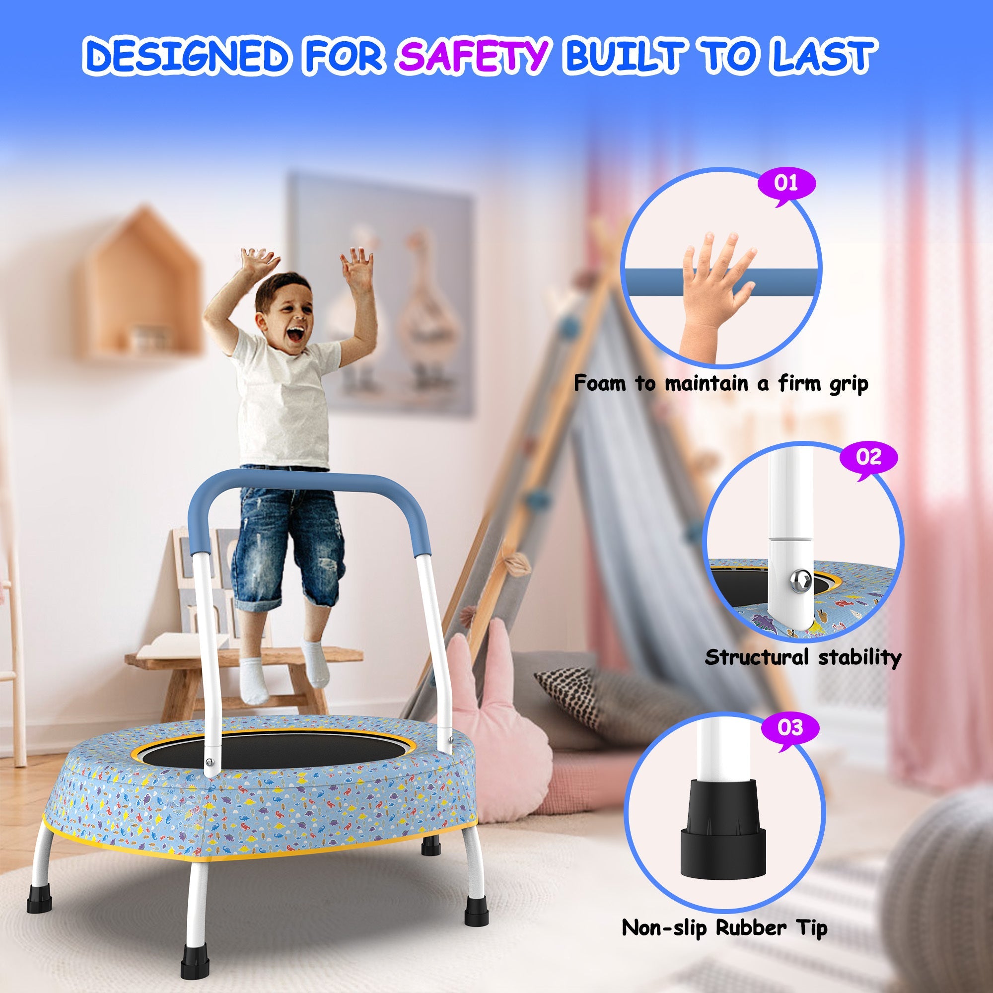 Toddler Trampoline w/ Handle - Indoor/Outdoor-American Furniture Outlet
