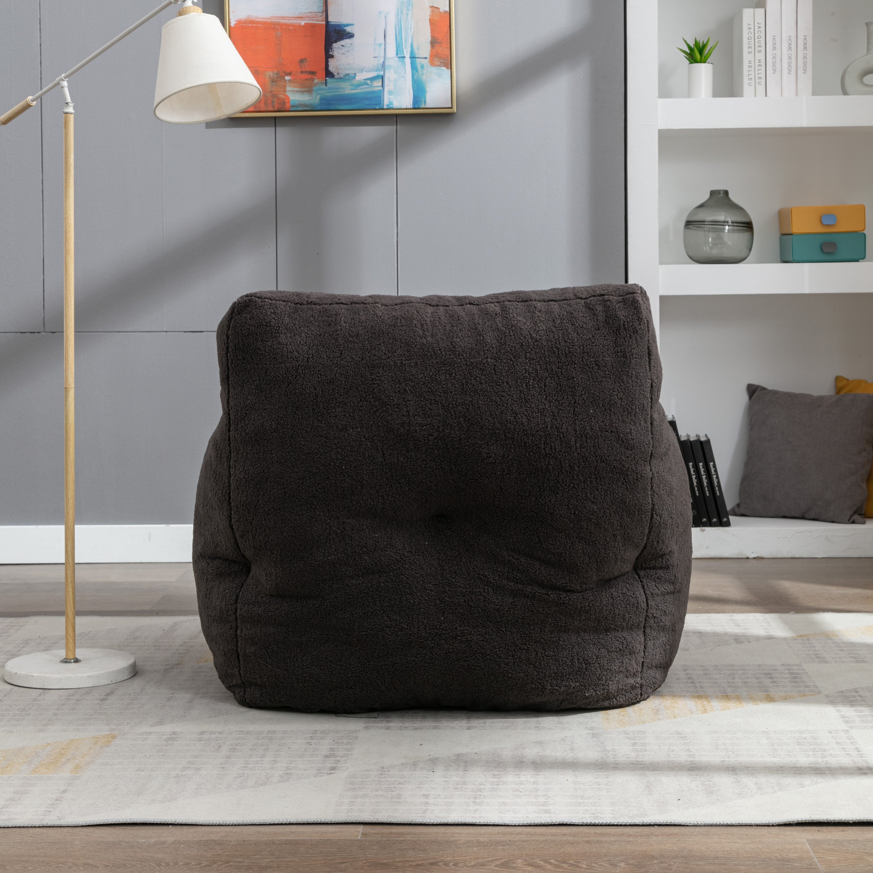 Tufted Teddy Bean Bag Chair - Dark Gray-American Furniture Outlet