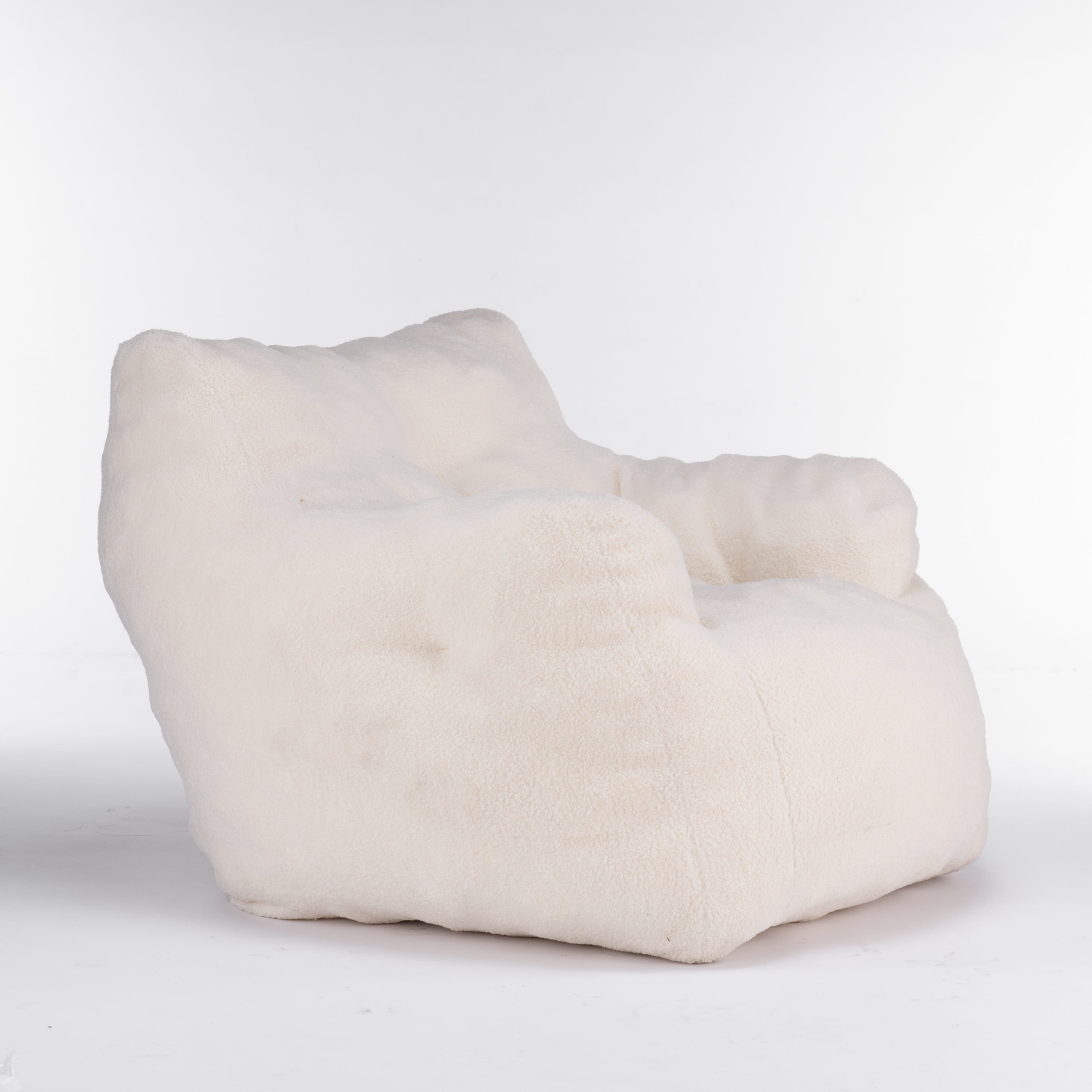 Tufted Teddy Bean Bag Chair - Ivory White-American Furniture Outlet