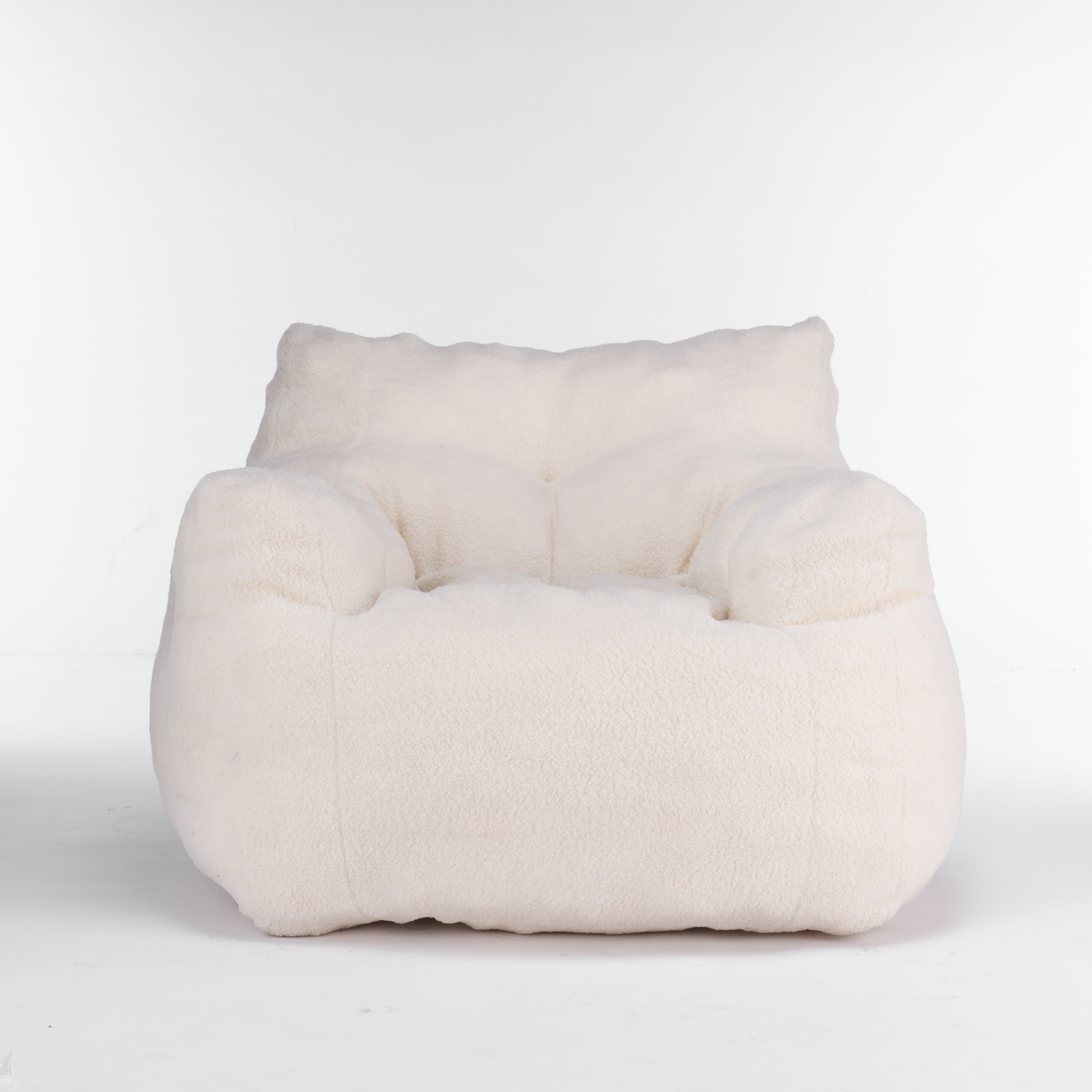 Tufted Teddy Bean Bag Chair - Ivory White-American Furniture Outlet