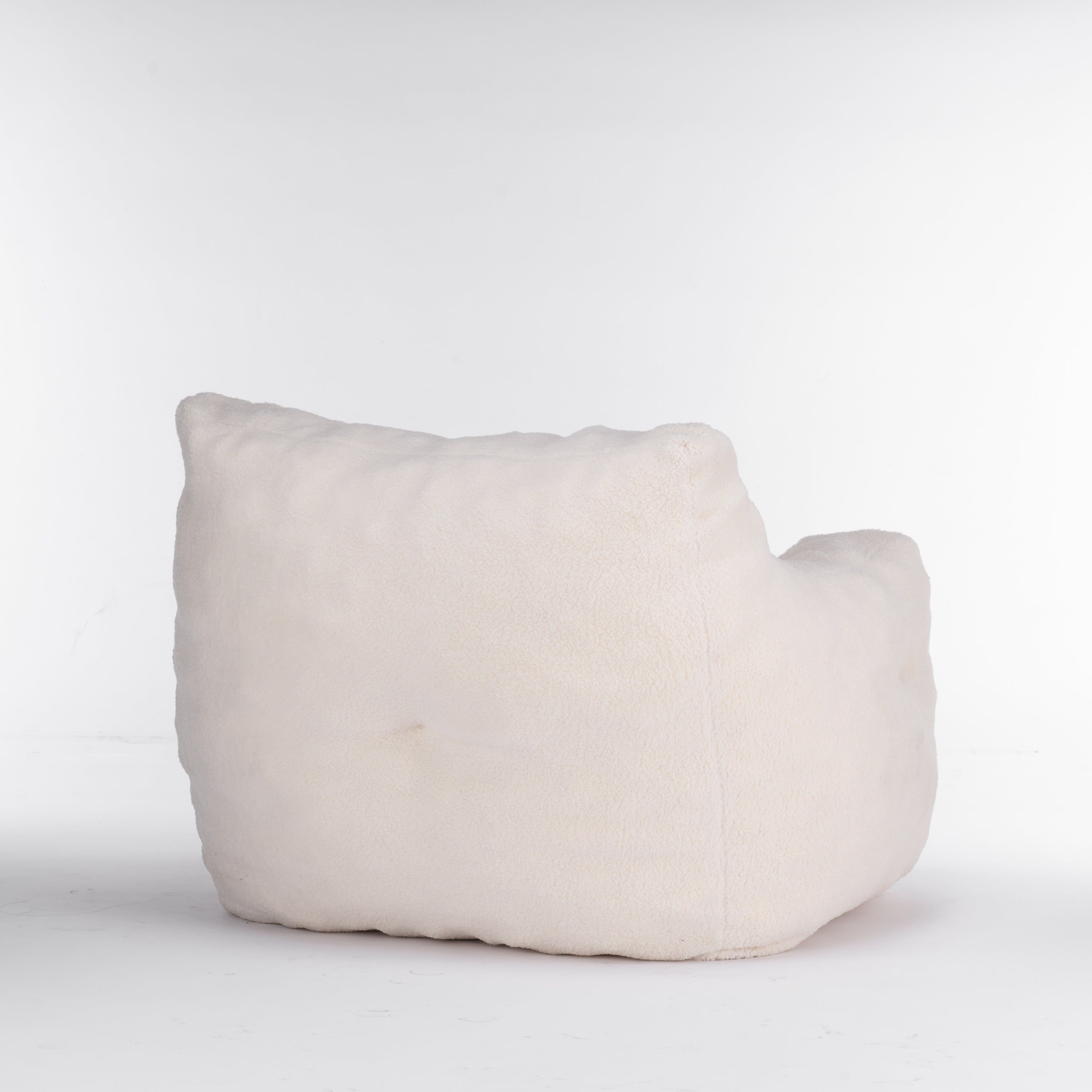 Tufted Teddy Bean Bag Chair - Ivory White-American Furniture Outlet