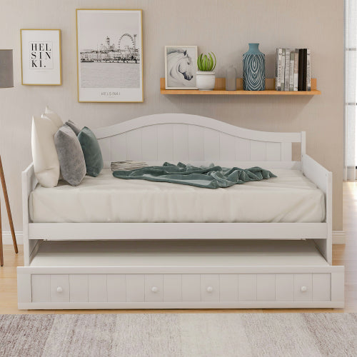 Twin Daybed w/ Trundle, White | Sofa Bed & Guest Bed-American Furniture Outlet