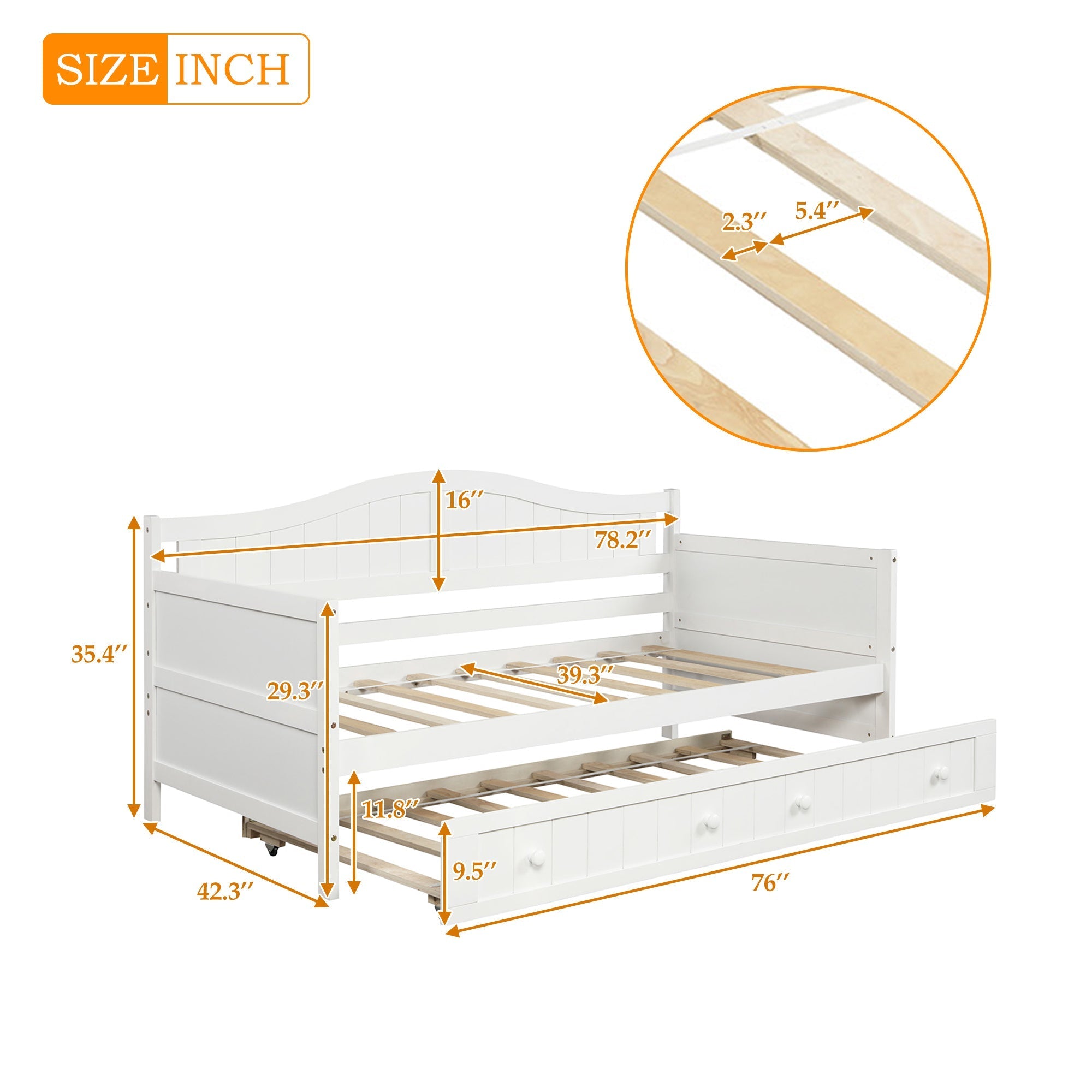 Twin Daybed w/ Trundle, White | Sofa Bed & Guest Bed-American Furniture Outlet