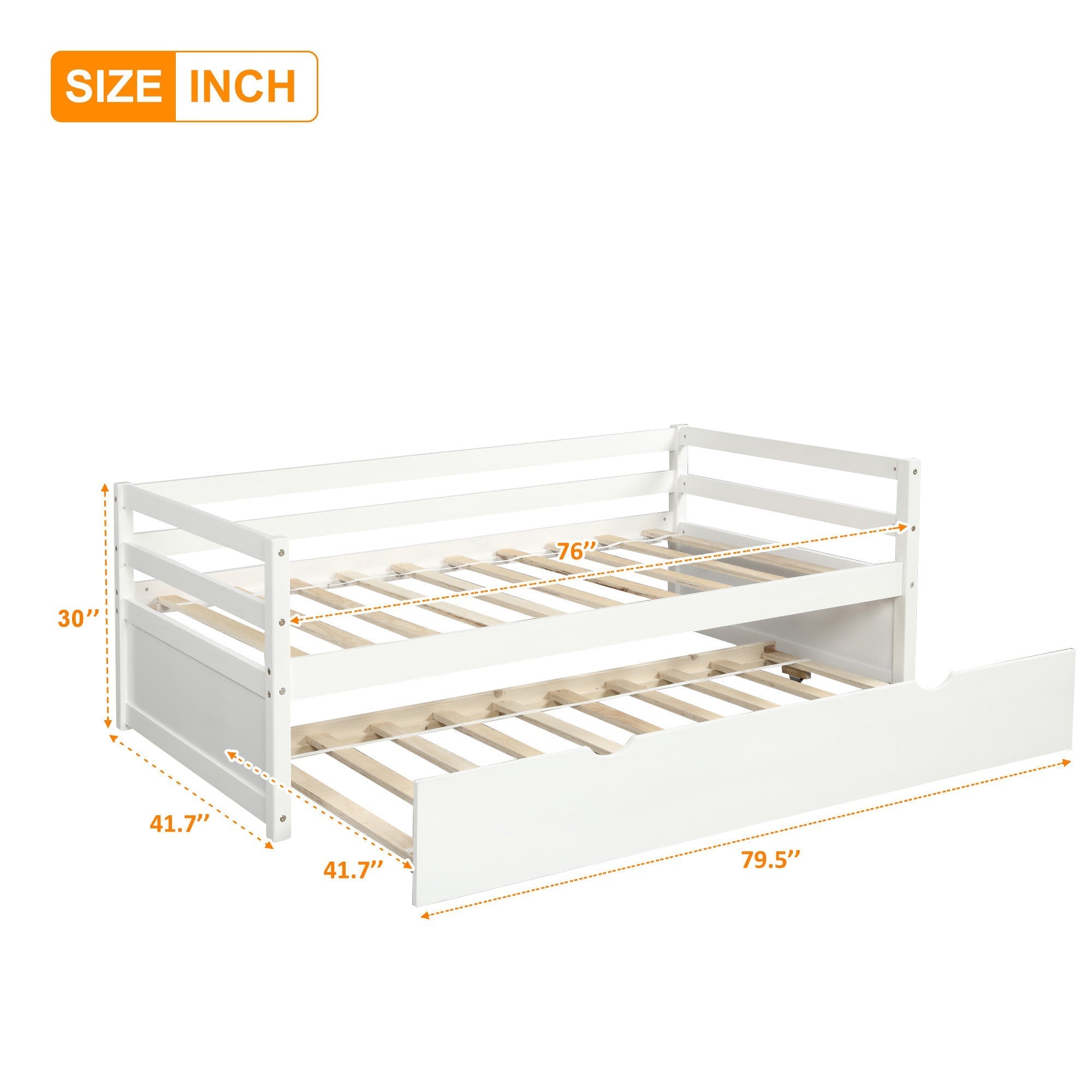 Twin Daybed w/ Trundle White | Space Saver-American Furniture Outlet