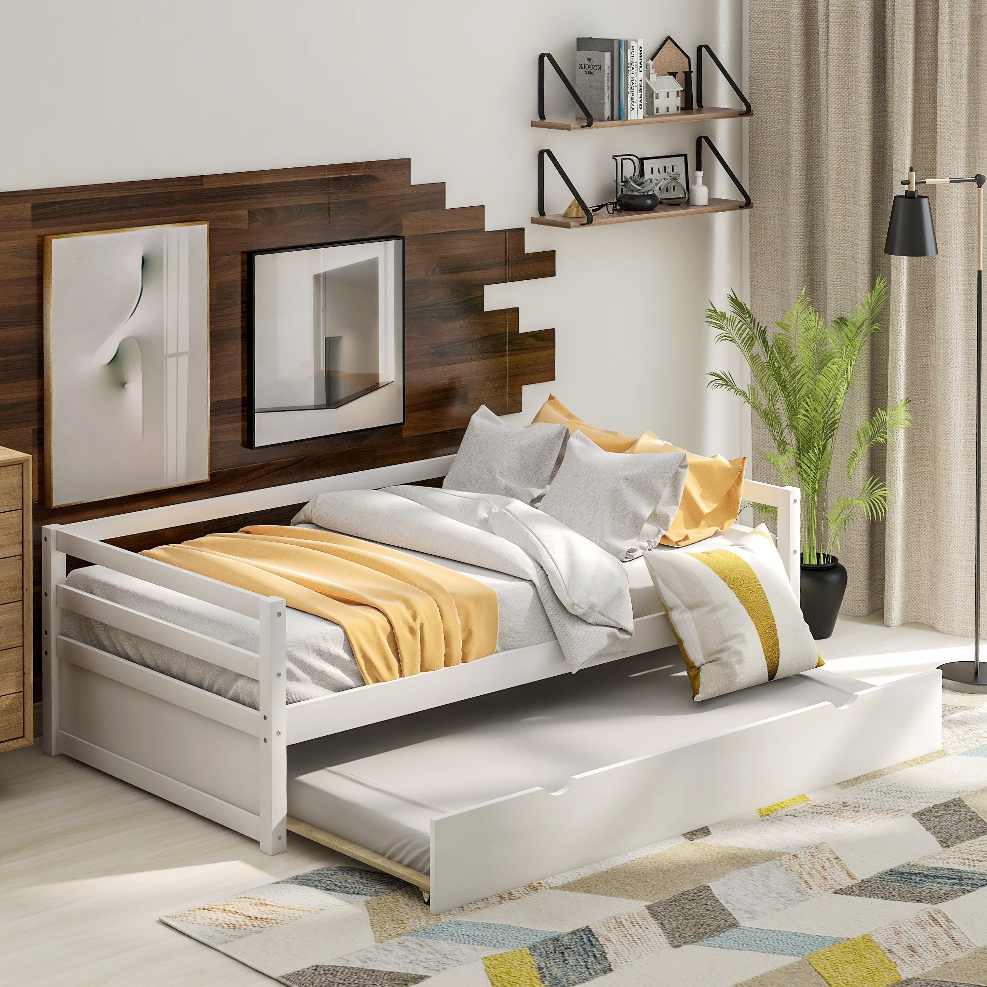 Twin Daybed w/ Trundle White | Space Saver-American Furniture Outlet