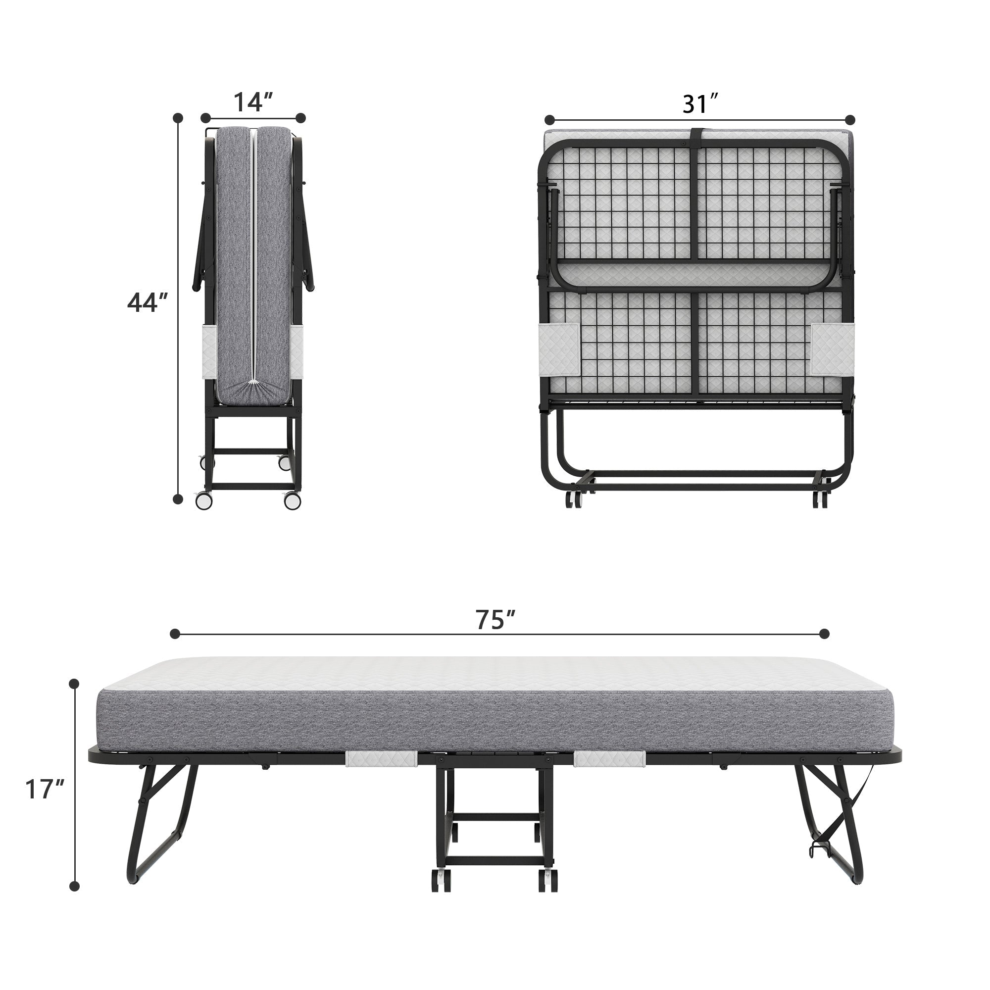 Twin Fold-Out Bed w/ Memory Foam Mattress-American Furniture Outlet