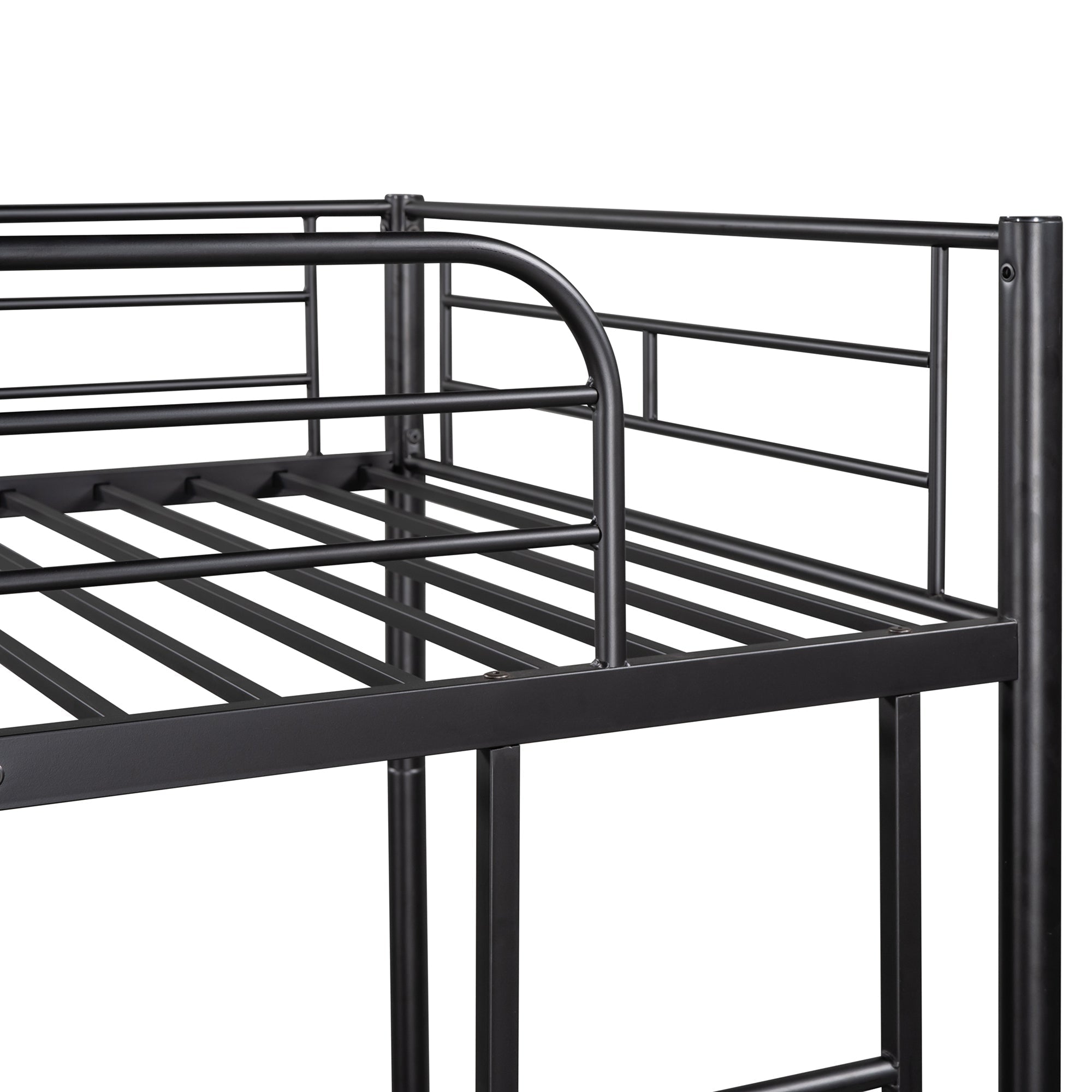 Twin Over Twin Bunk Bed | Black | Sturdy Metal Frame-American Furniture Outlet