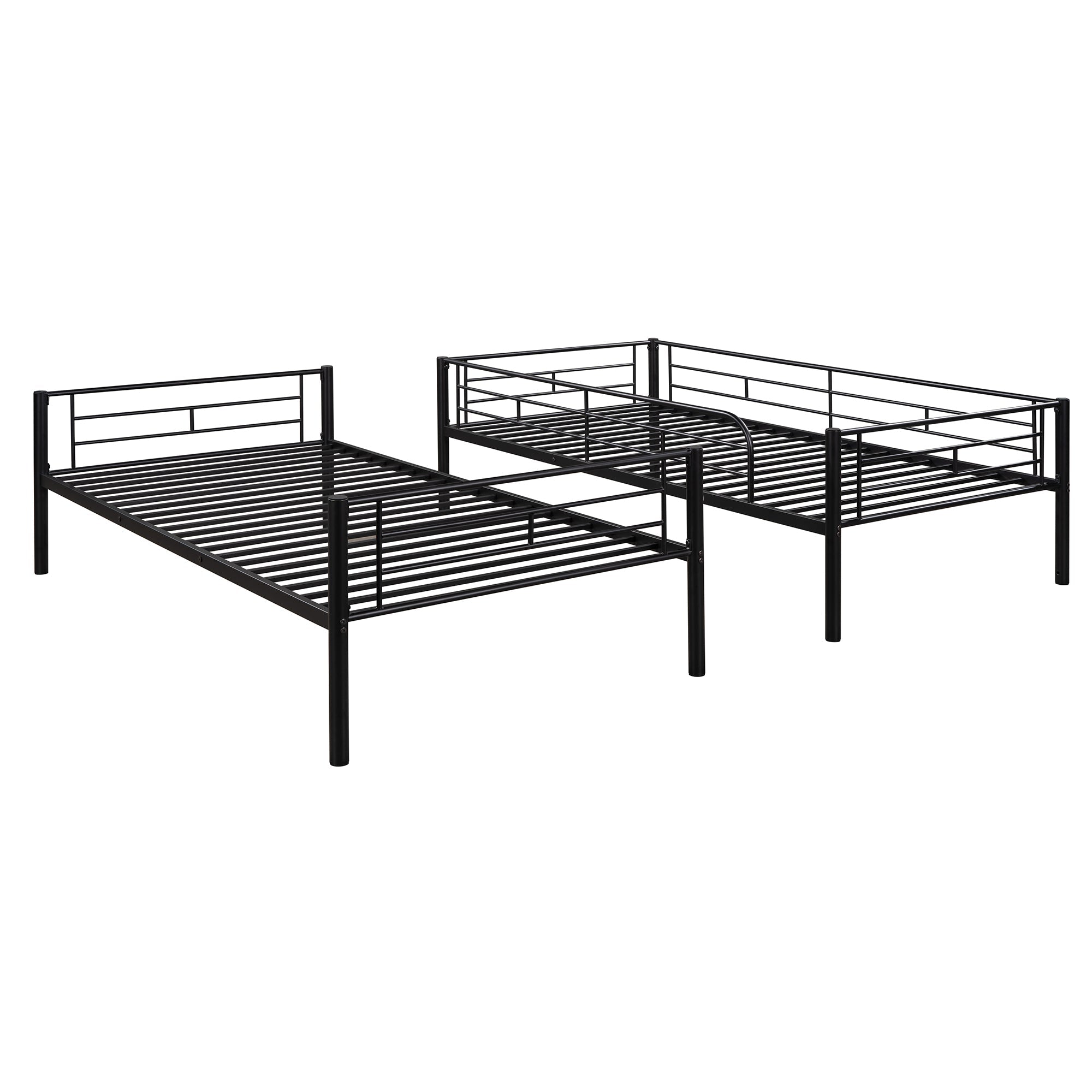 Twin Over Twin Bunk Bed | Black | Sturdy Metal Frame-American Furniture Outlet