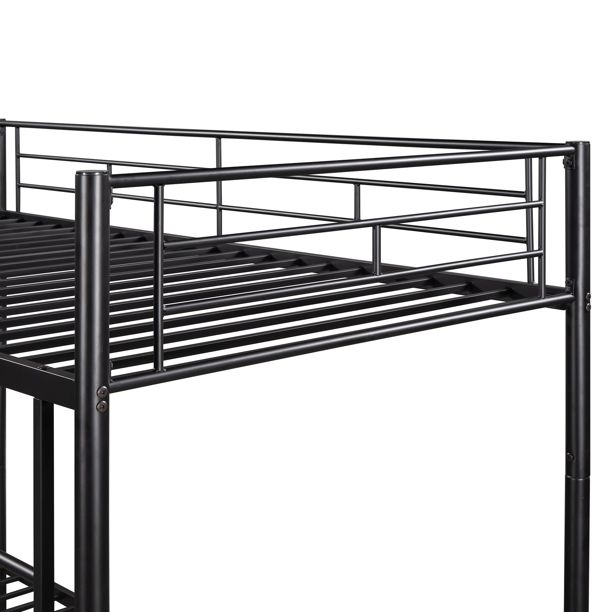 Twin Over Twin Bunk Bed | Black | Sturdy Metal Frame-American Furniture Outlet