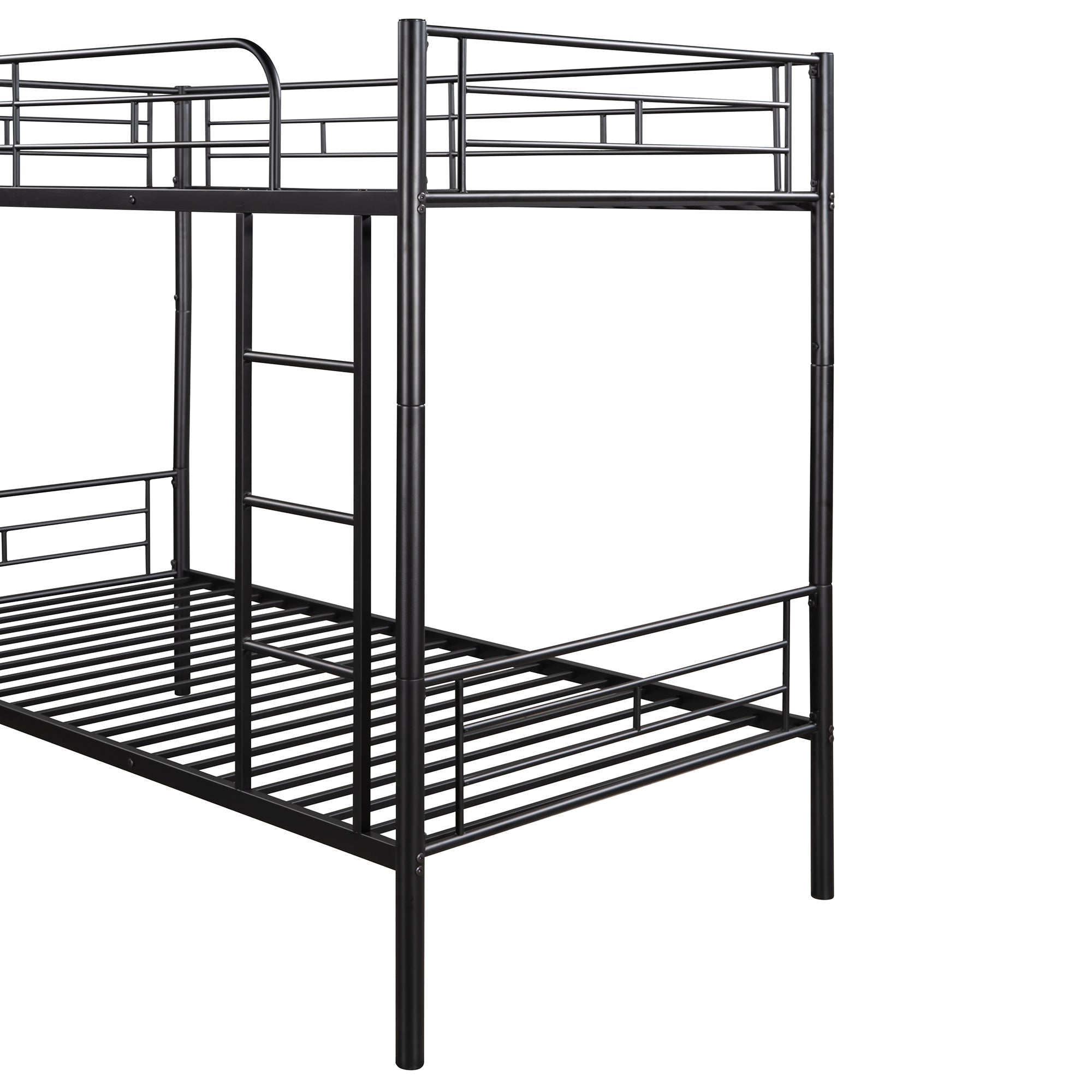 Twin Over Twin Bunk Bed | Black | Sturdy Metal Frame-American Furniture Outlet