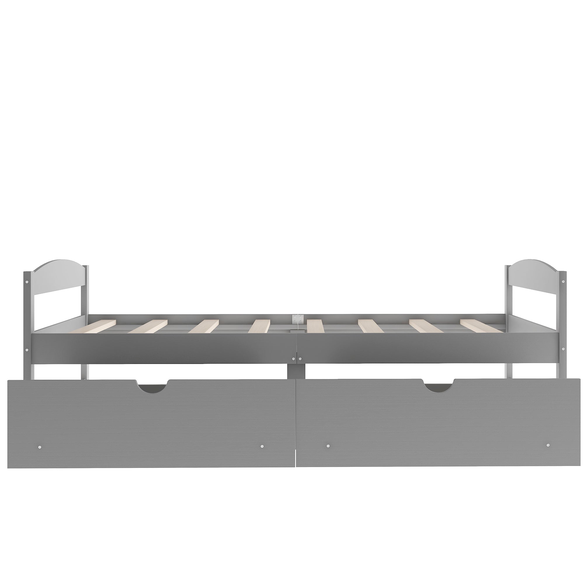 Twin Size Platform Bed with Two Drawers | Gray Finish | Space-Saving Solution-American Furniture Outlet