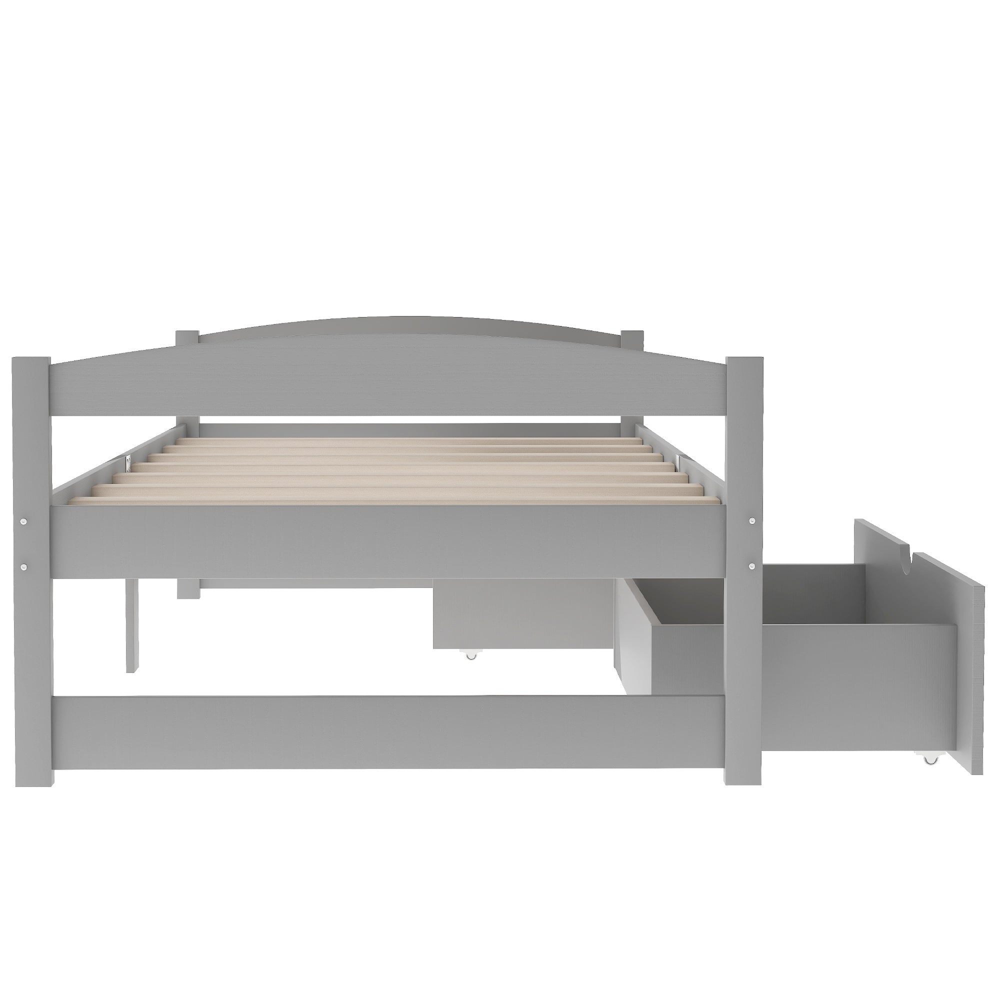 Twin Size Platform Bed with Two Drawers | Gray Finish | Space-Saving Solution-American Furniture Outlet